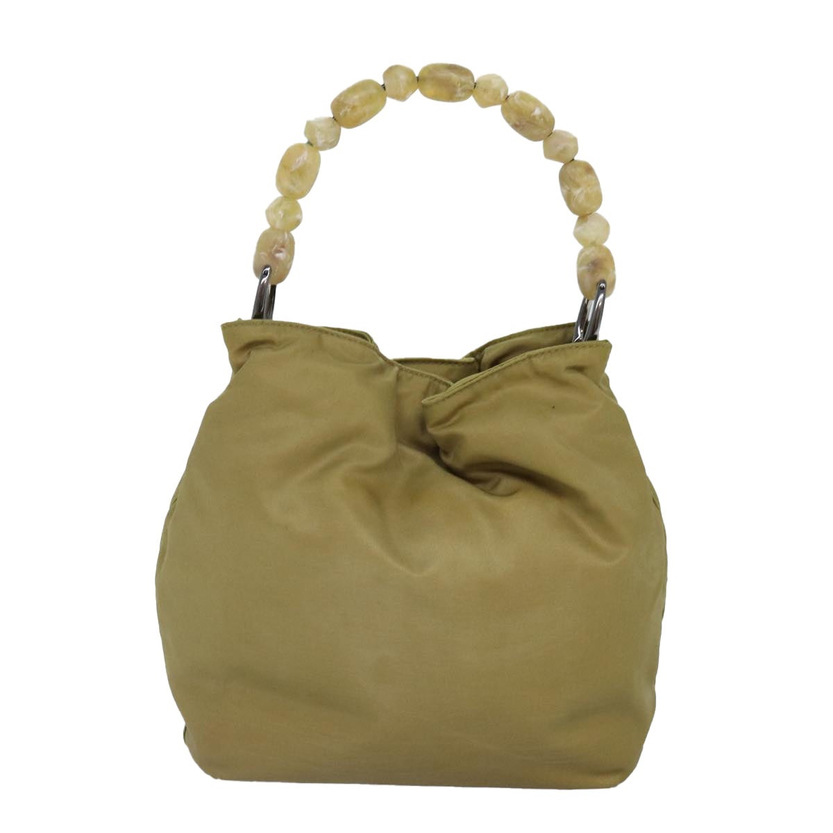 DIOR Maris Pearl Hand Bag Nylon Beige Silver - 3