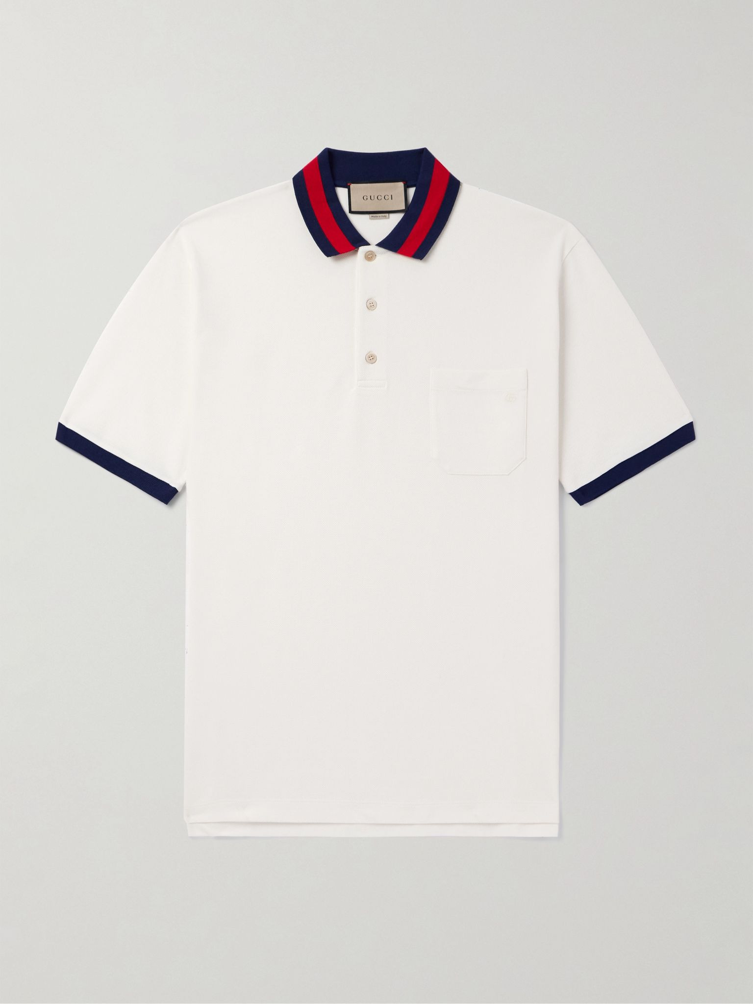 Logo-Embroidered Cotton-Blend Piqué Polo Shirt White - 1