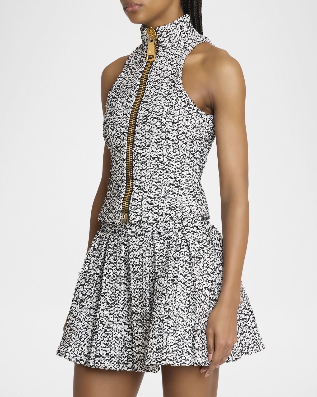 Zipped Tweed Vest - 4