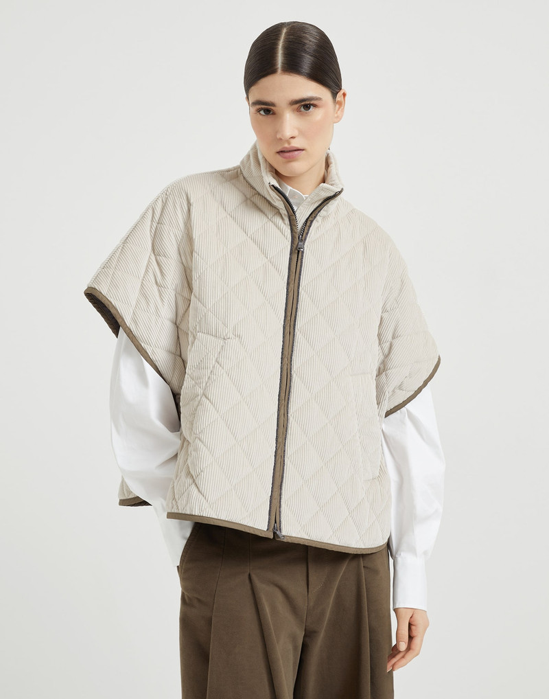 Quilted cotton and cashmere corduroy outerwear jacket with Thermore® padding and shiny trims 1