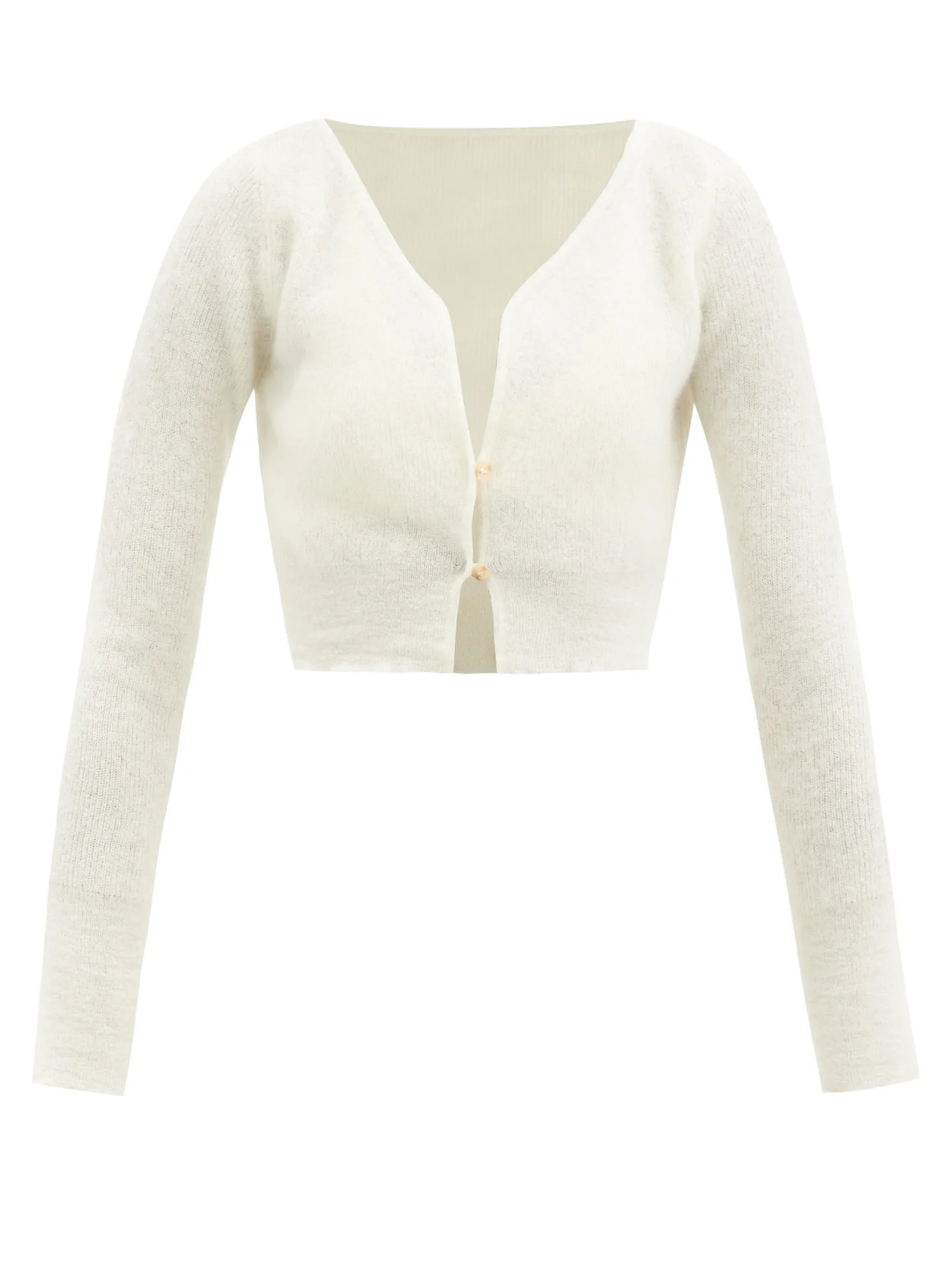 Alzou cropped mohair-blend cardigan - 1