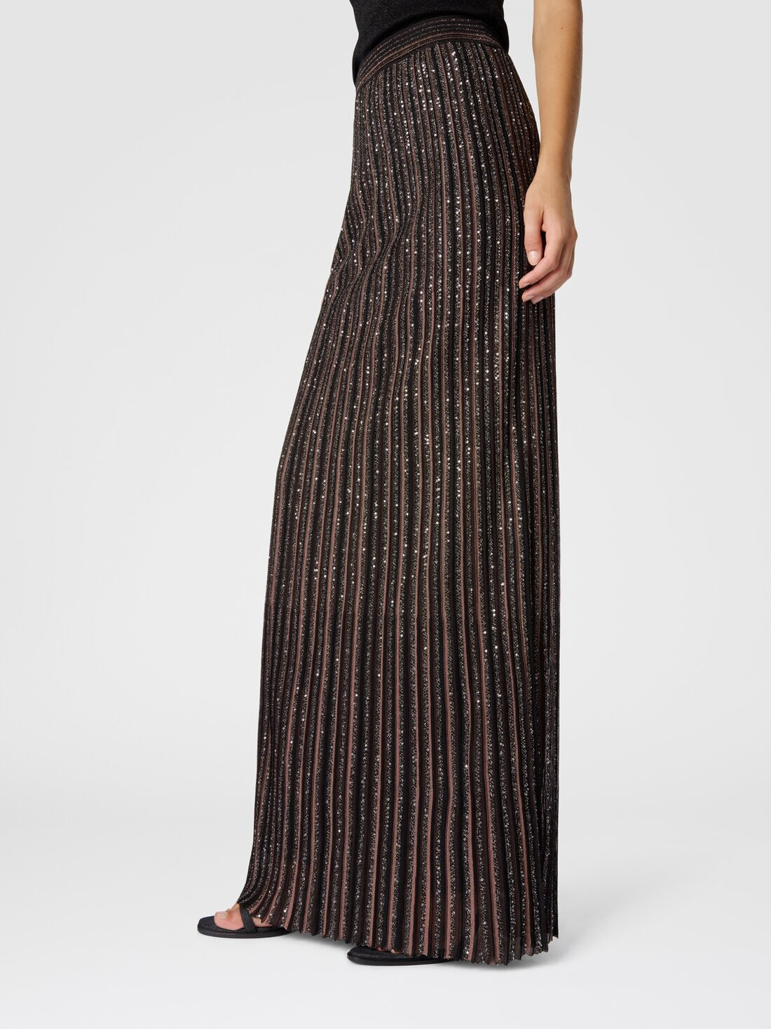 Long Skirt with Lamé Stripes - 4