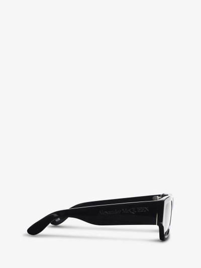 Alexander McQueen Men's McQueen Angled Rectangular Sunglasses in Black/smoke outlook