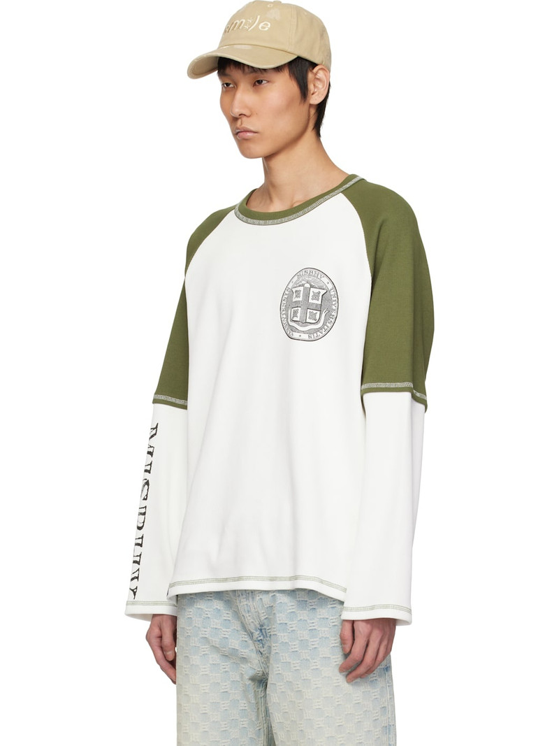 MISBHV White & Khaki Varsity 70's Longsleeve T-shirt outlook