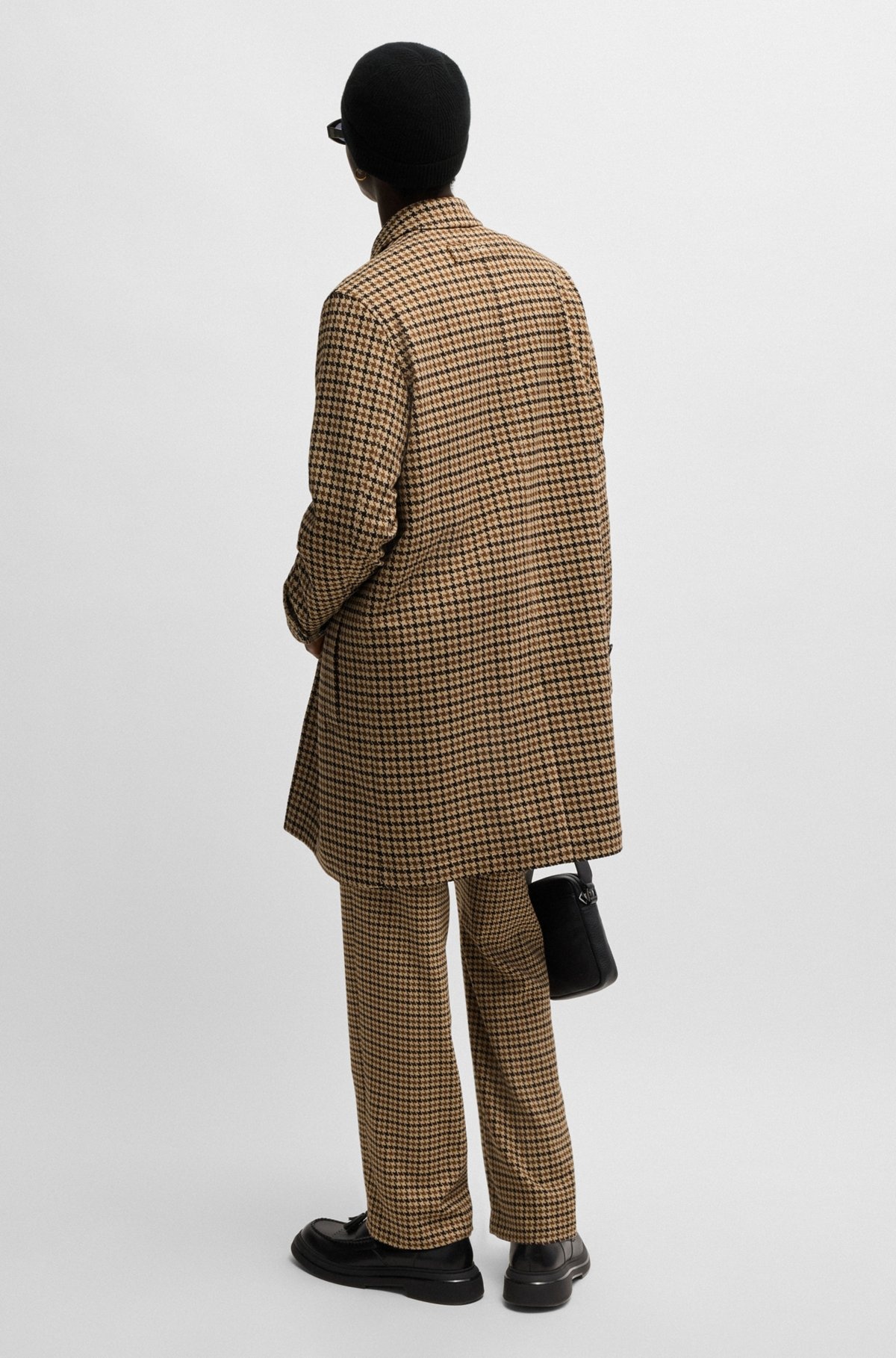 HOUNDSTOOTH-CHECK REGULAR-FIT COAT WITH CONCEALED CLOSURE - 5