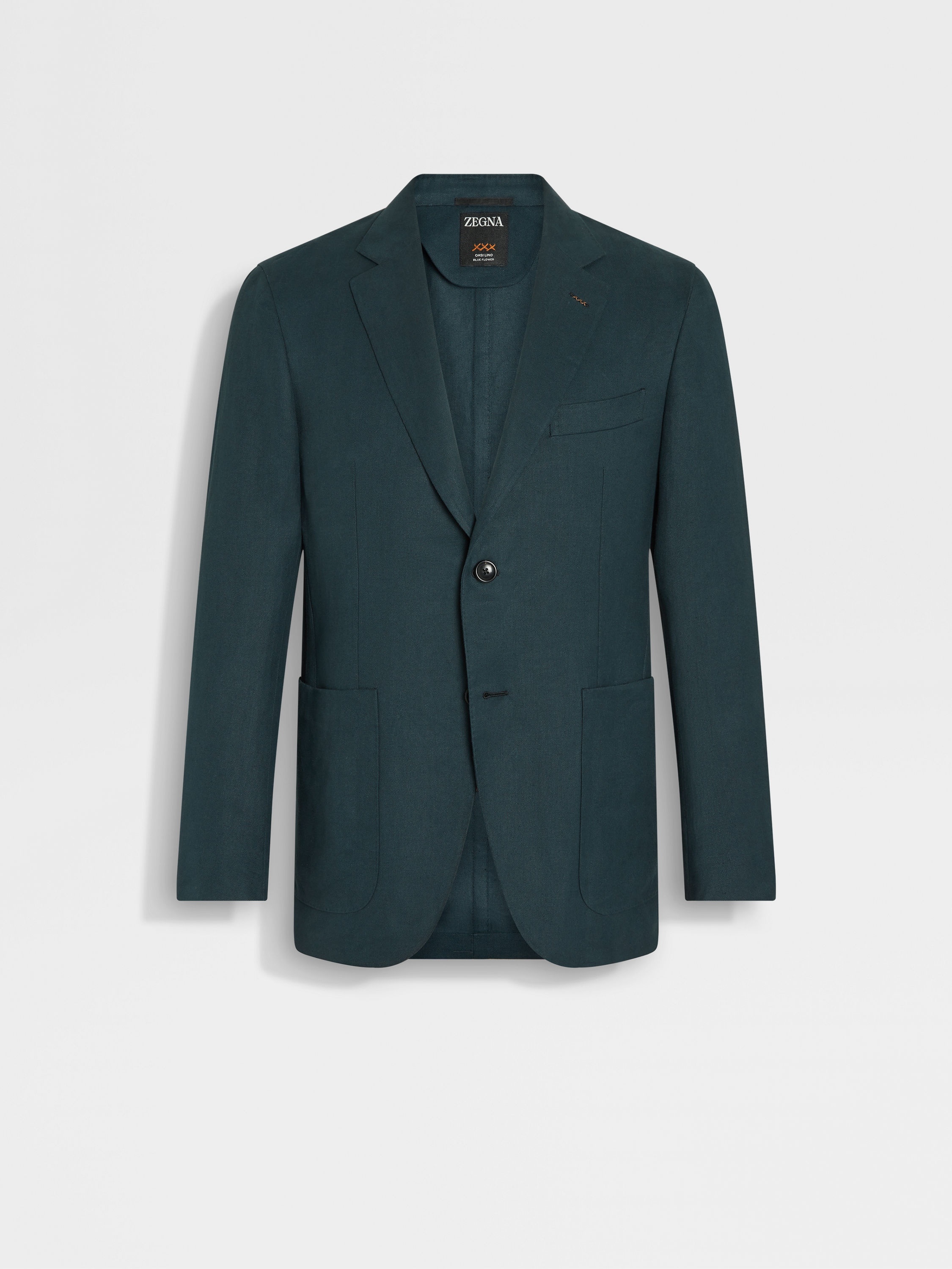DARK TEAL BLUE OASI LINO BLUE FLOWER JACKET - 2