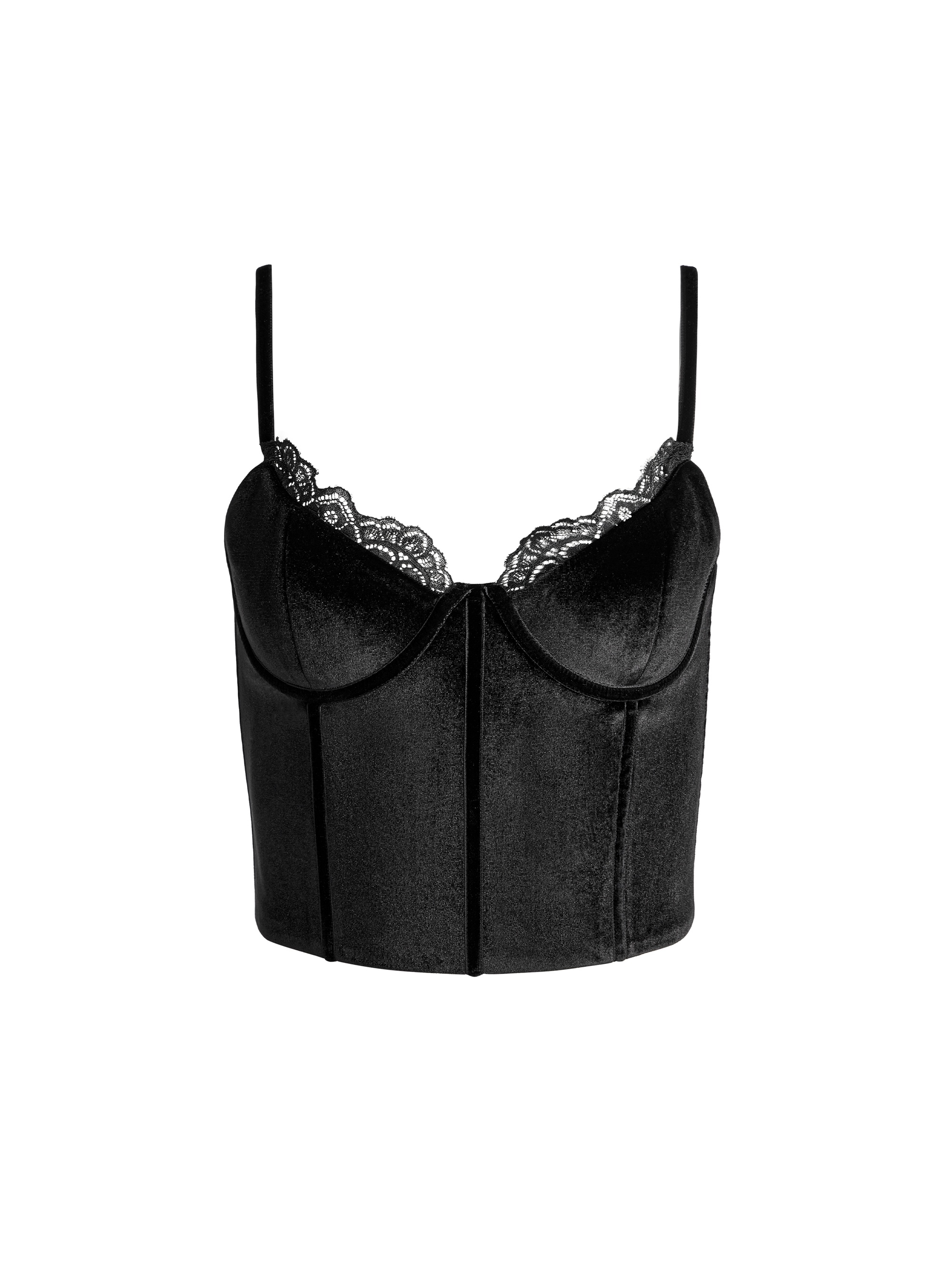 DENNA VELVET CORSET CROPPED TOP - 1