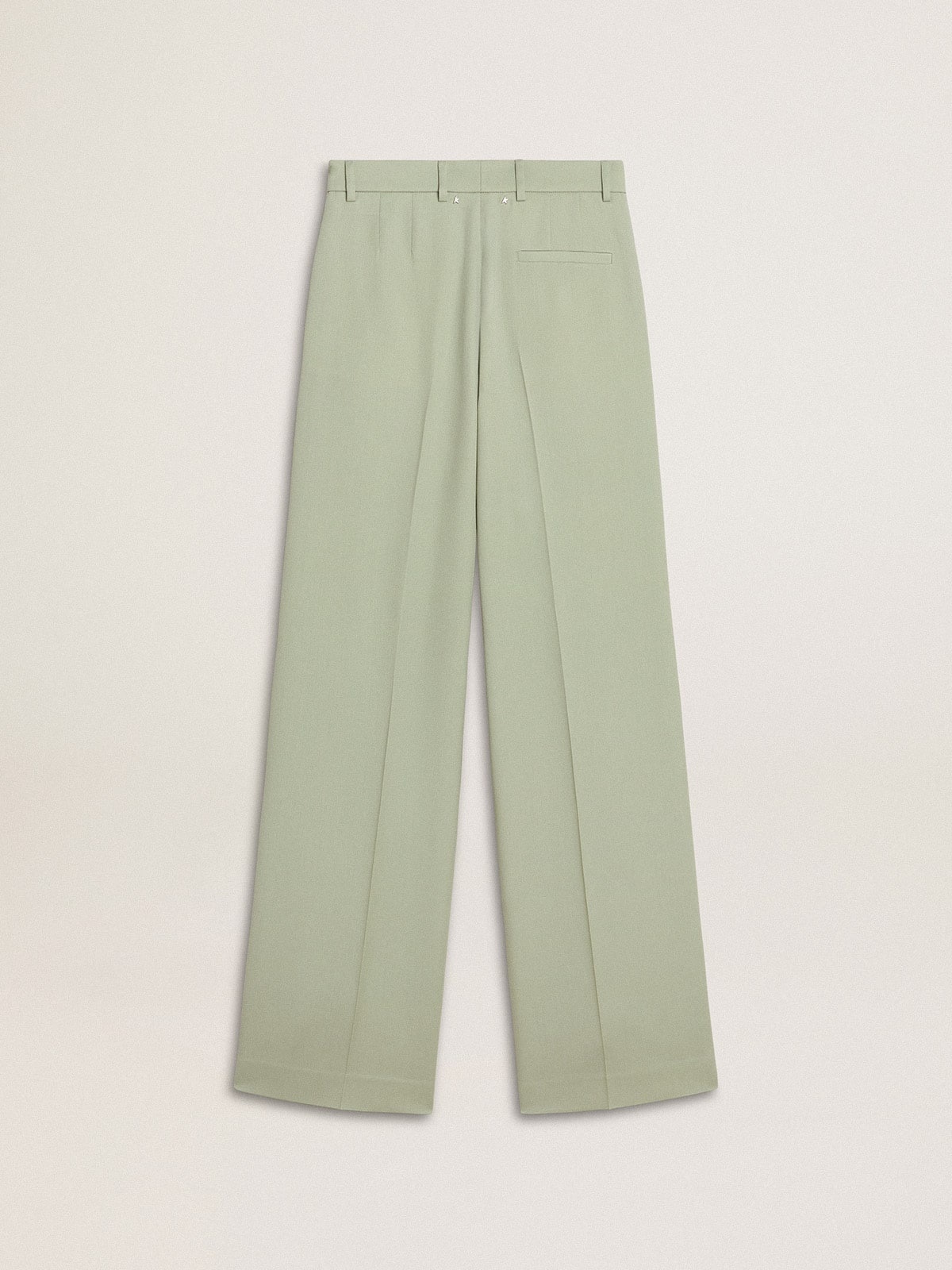 Women's pants in sage-green wool - 6