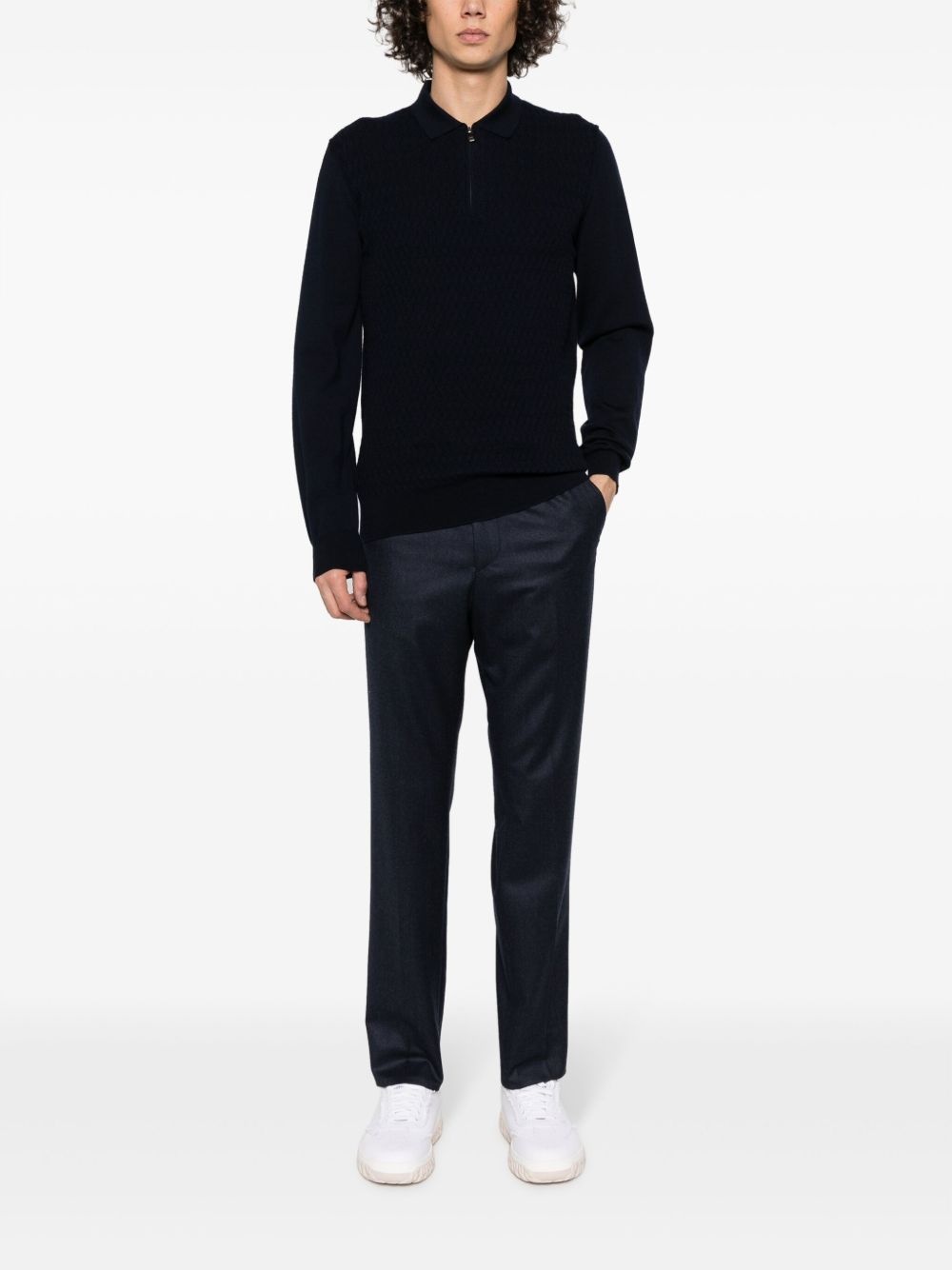 long-sleeved virgin wool polo shirt - 2
