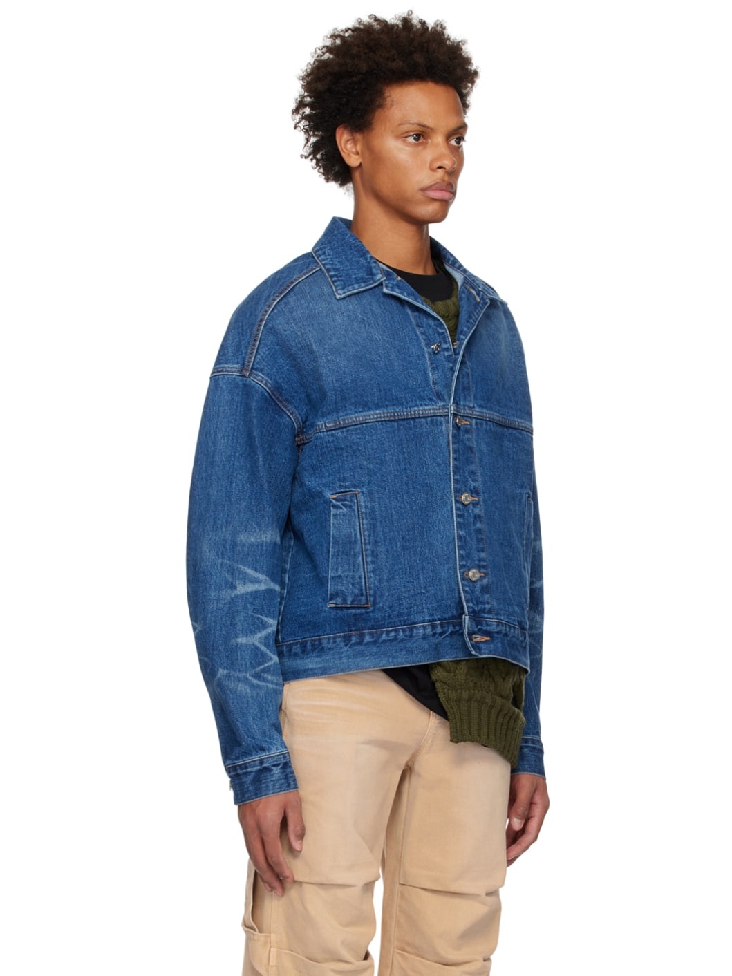 Blue Printed Denim Jacket - 2