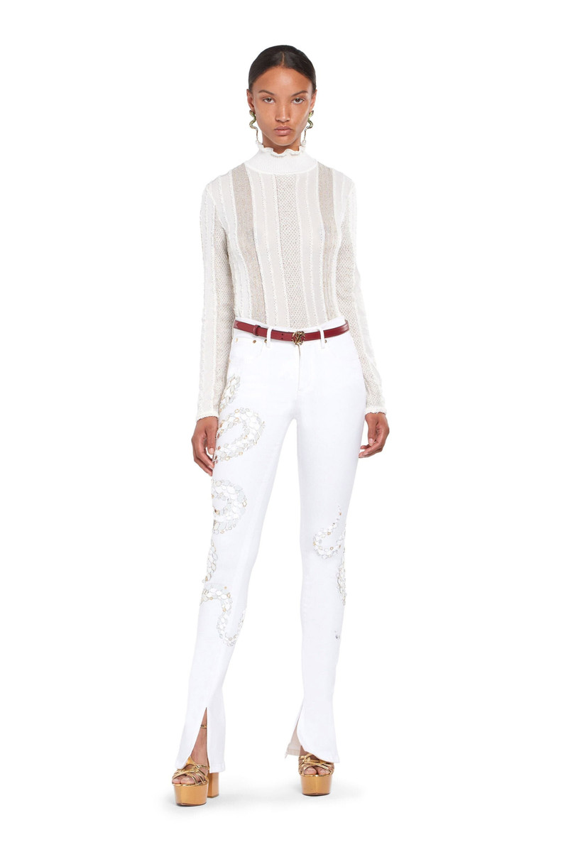 Snake Embellished Jeans 4