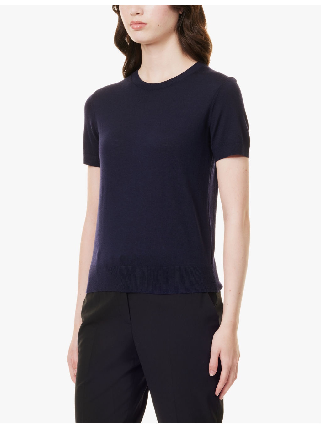 Round-neck ribbed wool-blend top - 3