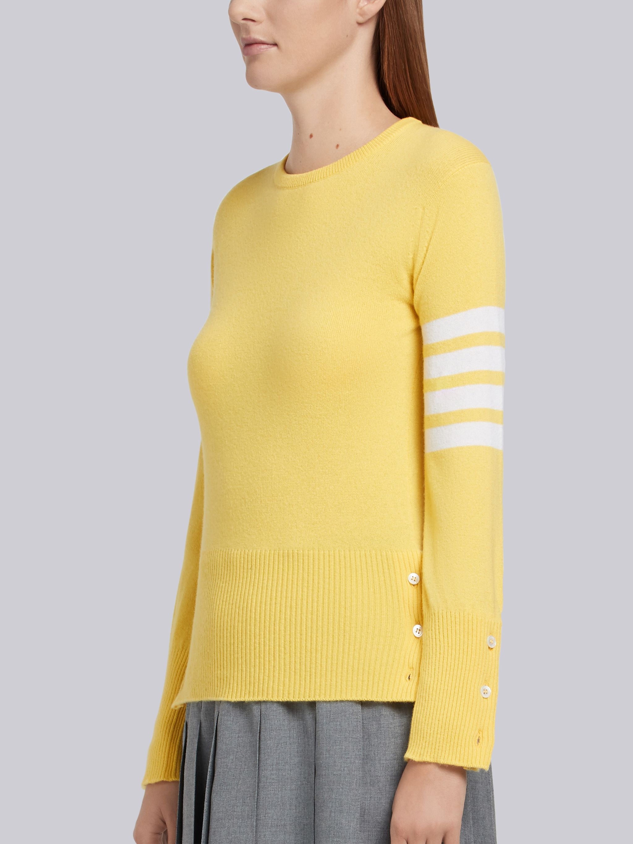 Classic Crewneck Pullover in Cashmere With 4-Bar Sleeve Stripe - 2