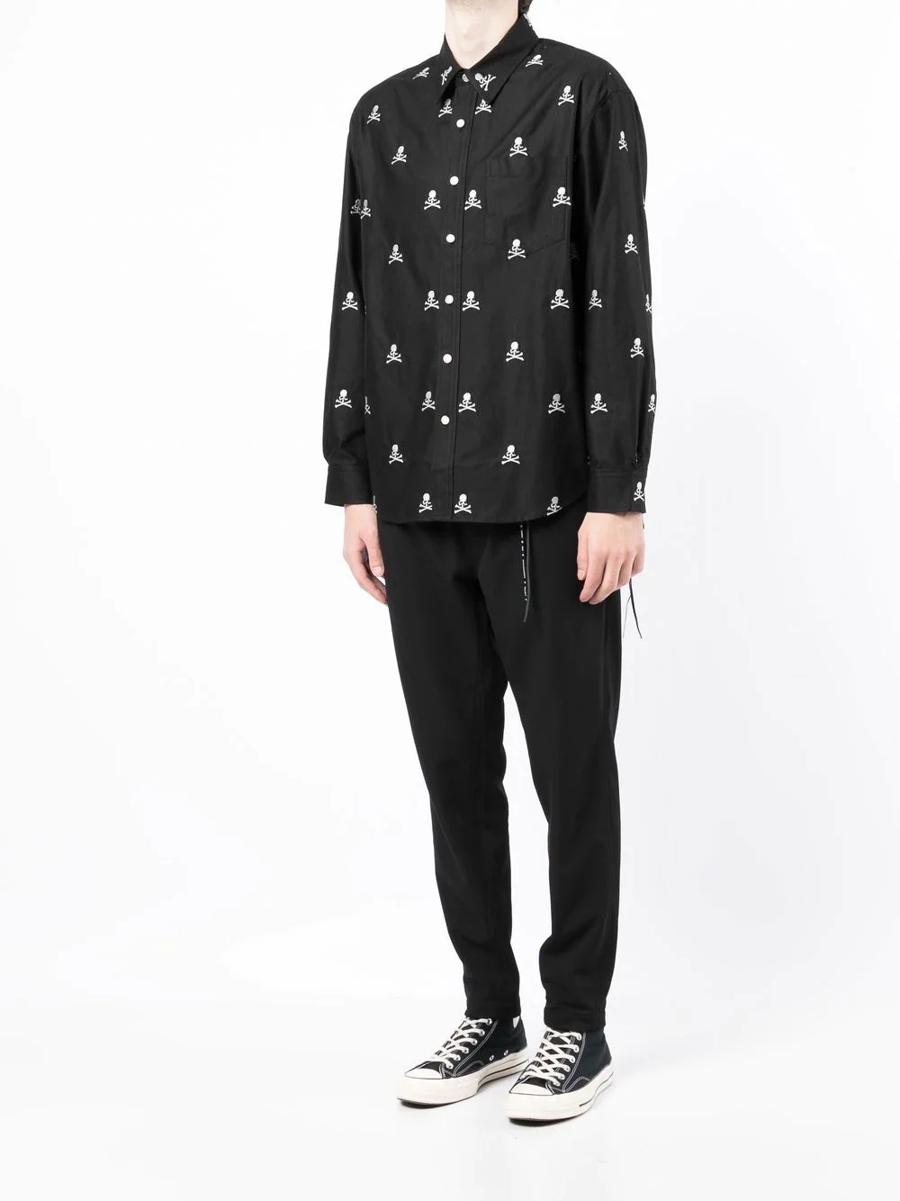 embroidered-skull long-sleeve shirt - 3