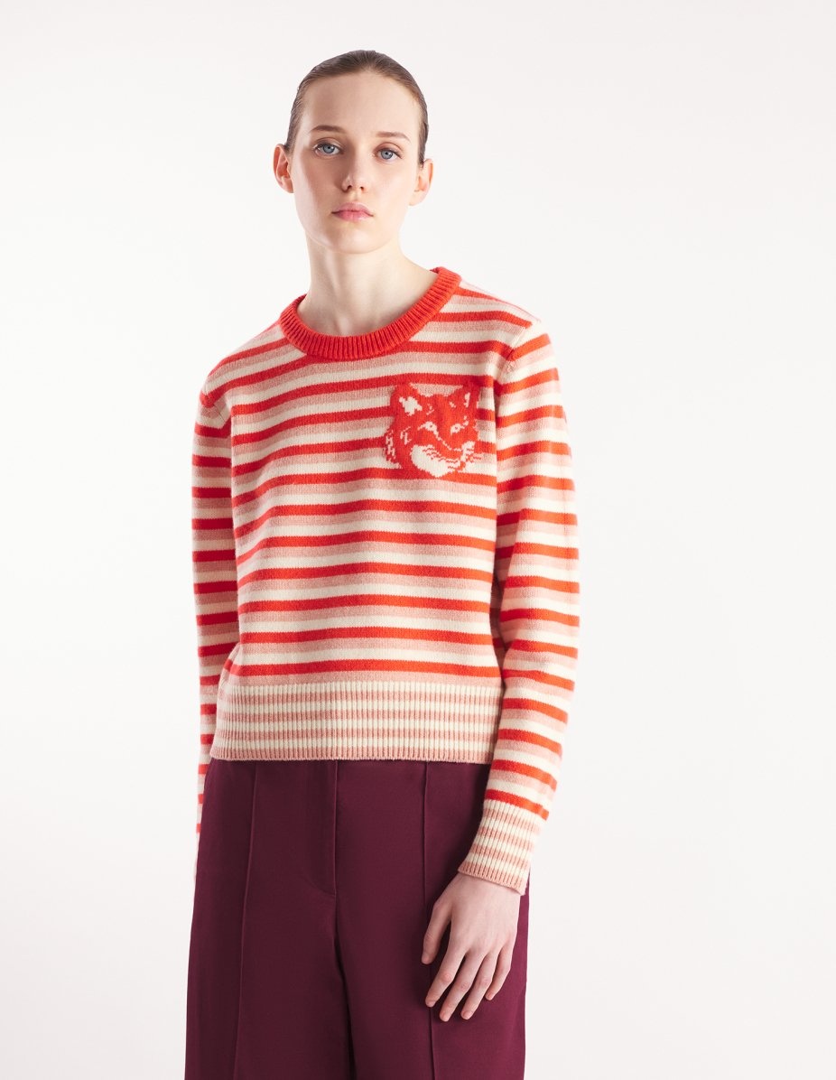 FOX HEAD INTARSIA STRIPED REGULAR JUMPER - 3