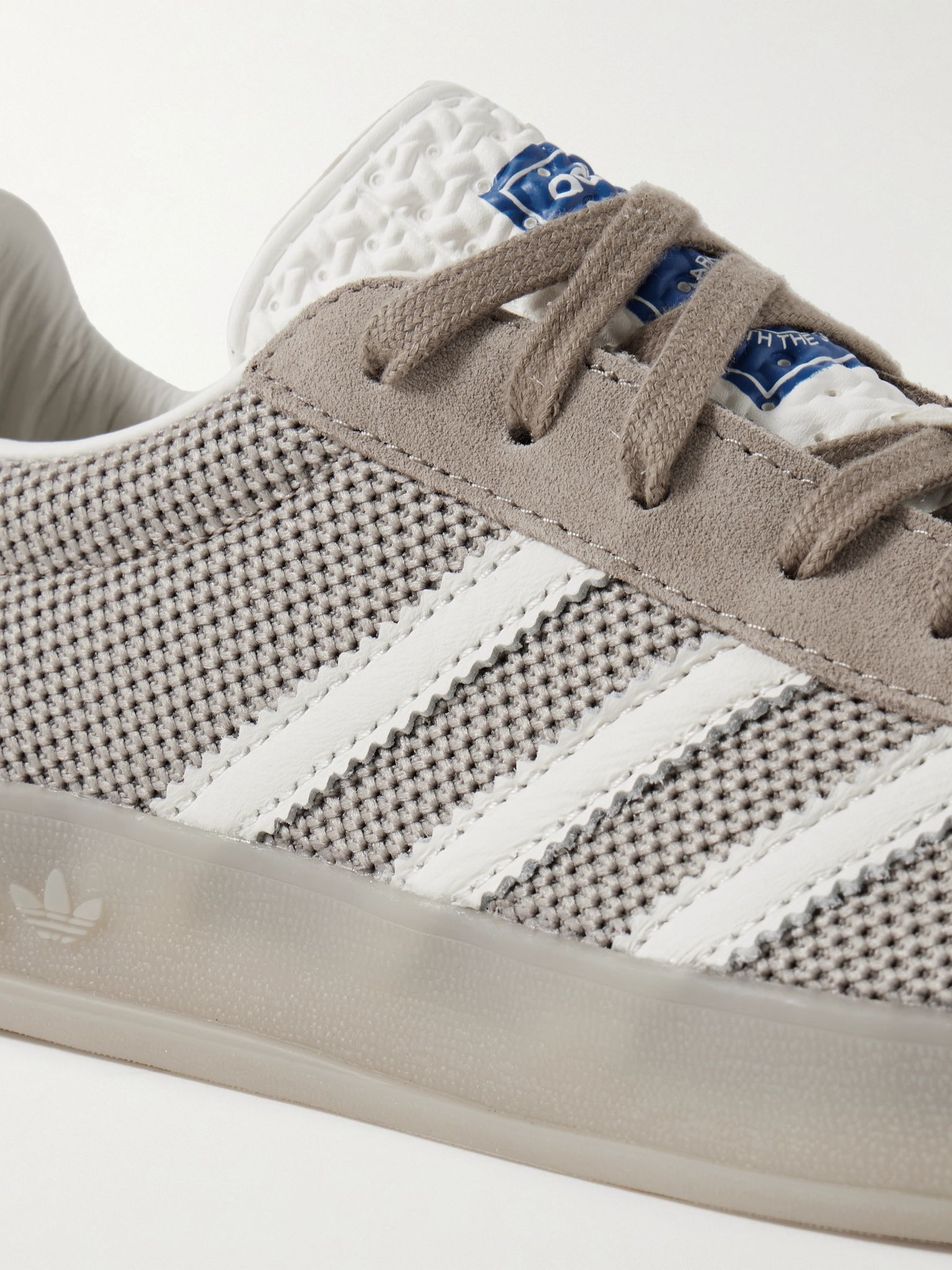 Gazelle Indoor Pro suede and leather-trimmed mesh sneakers Mushroom - 4