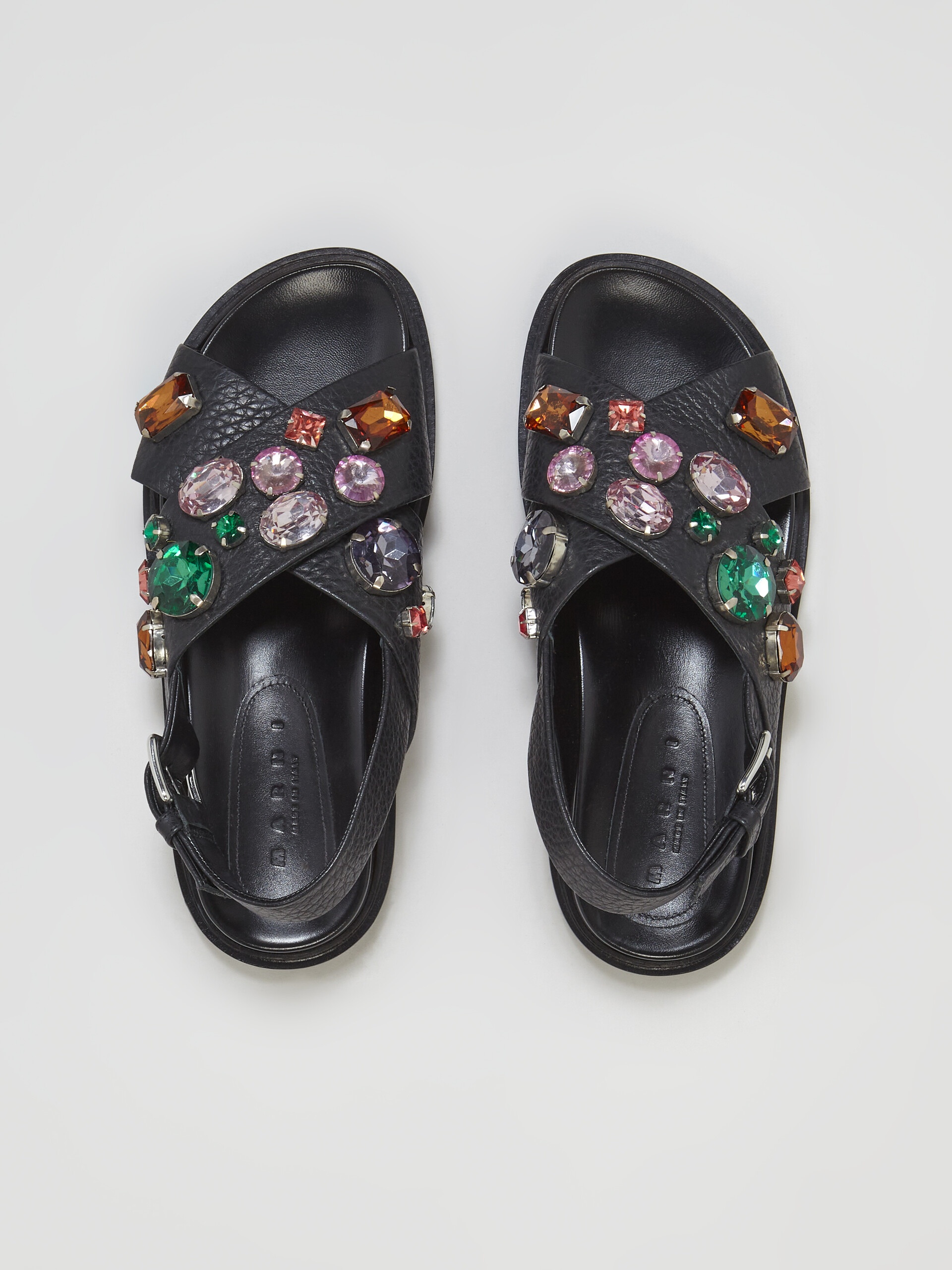BLACK LEATHER FUSSBETT WITH GLASS BEADS - 4