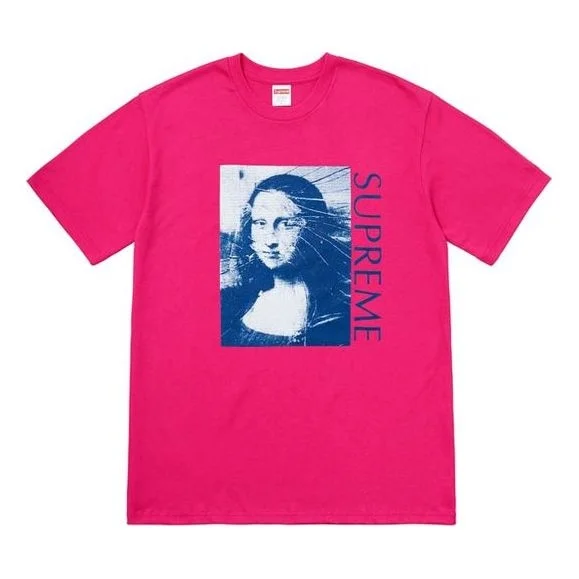 Supreme SS18 Mona Lisa Tee Hot Pink Printing Short Sleeve Unisex Red SUP-SS18-444 - 1