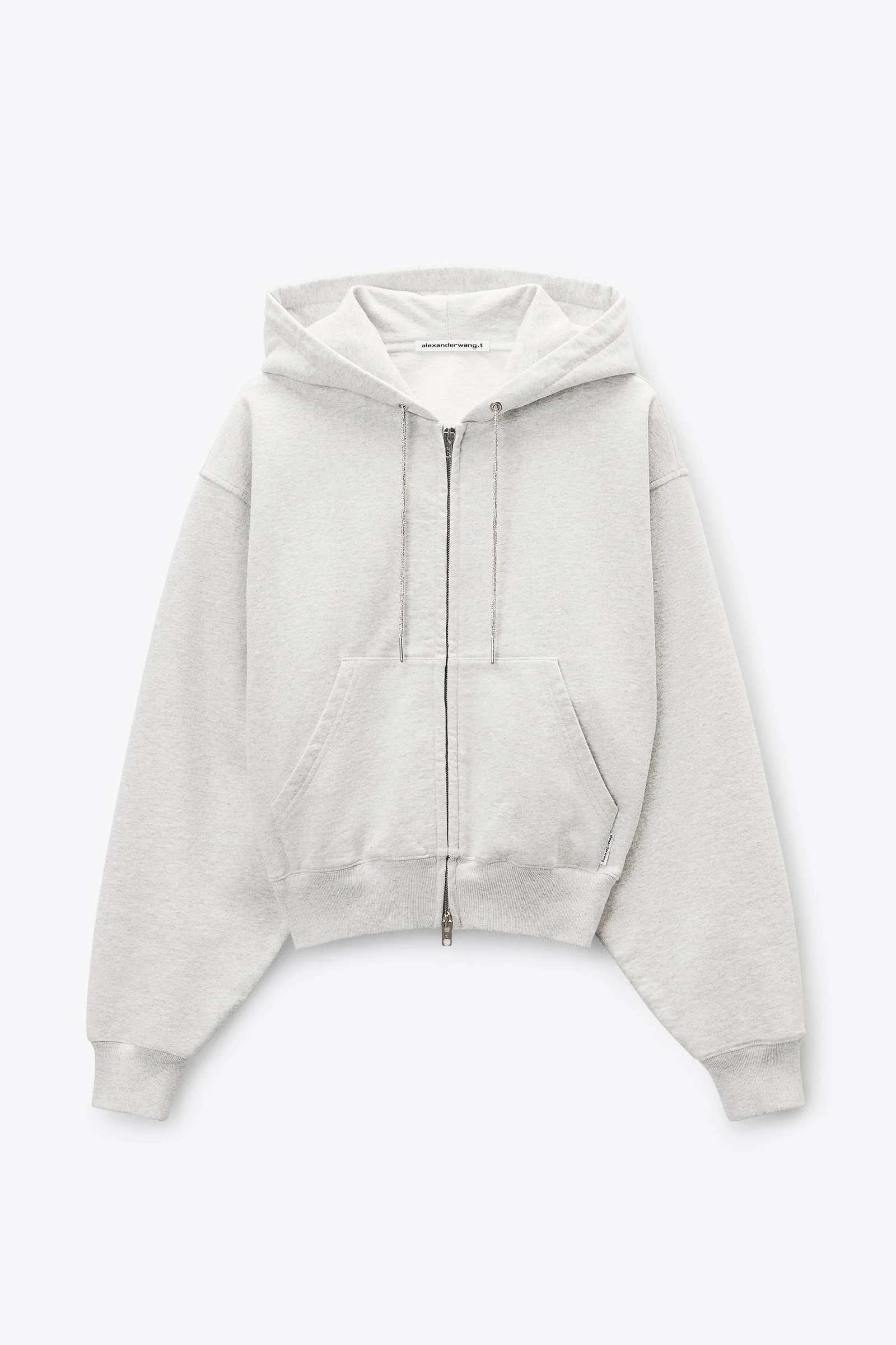 crystal hotfix drawcord terry hoodie - 1