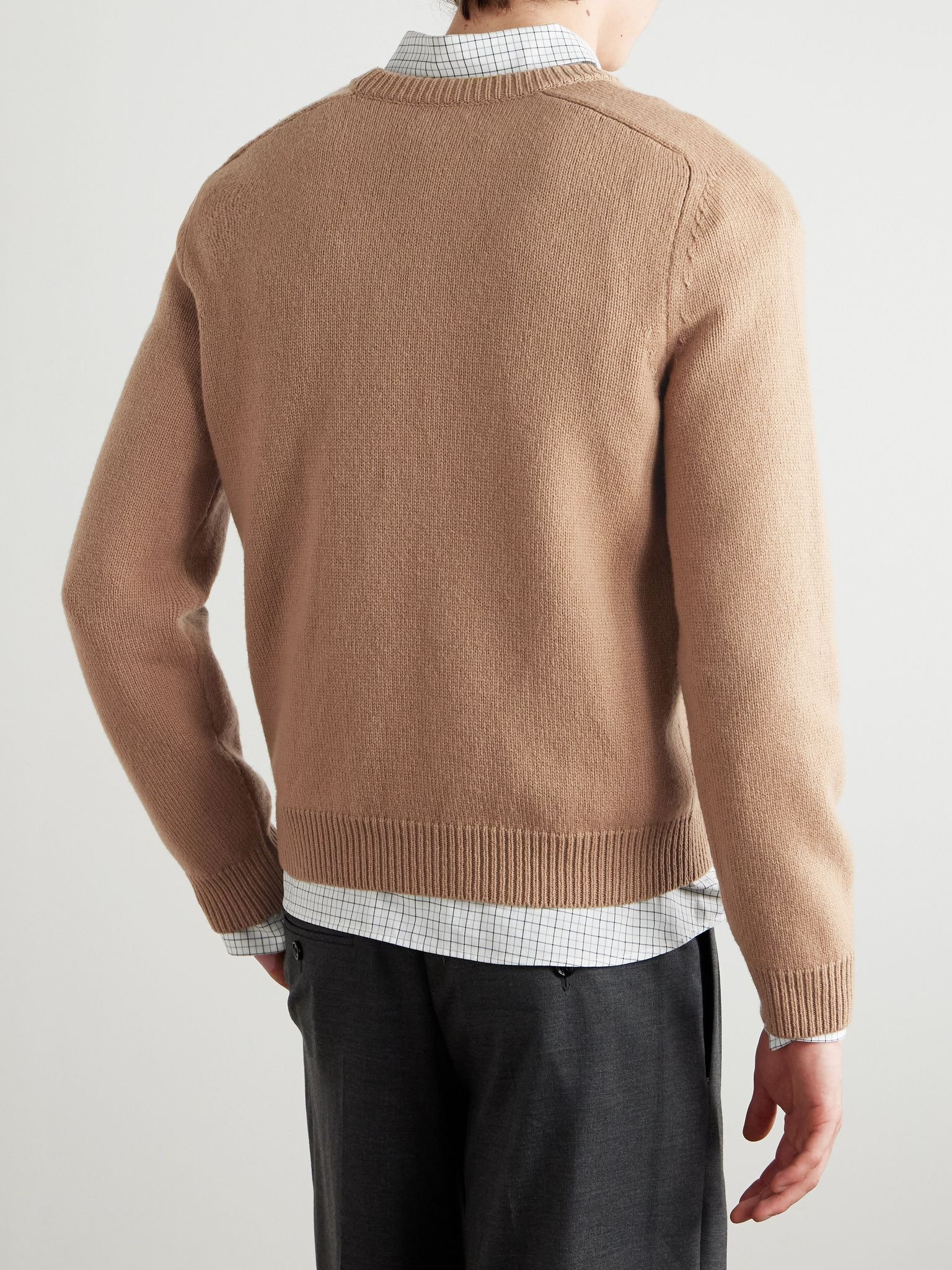 Logo-Embroidered Wool and Cashmere-Blend Sweater Camel - 4