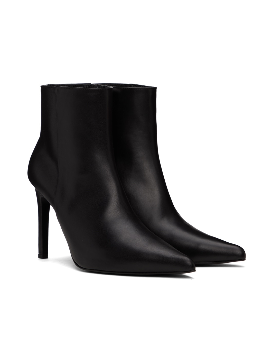 Black Leather Stiletto Boots - 4