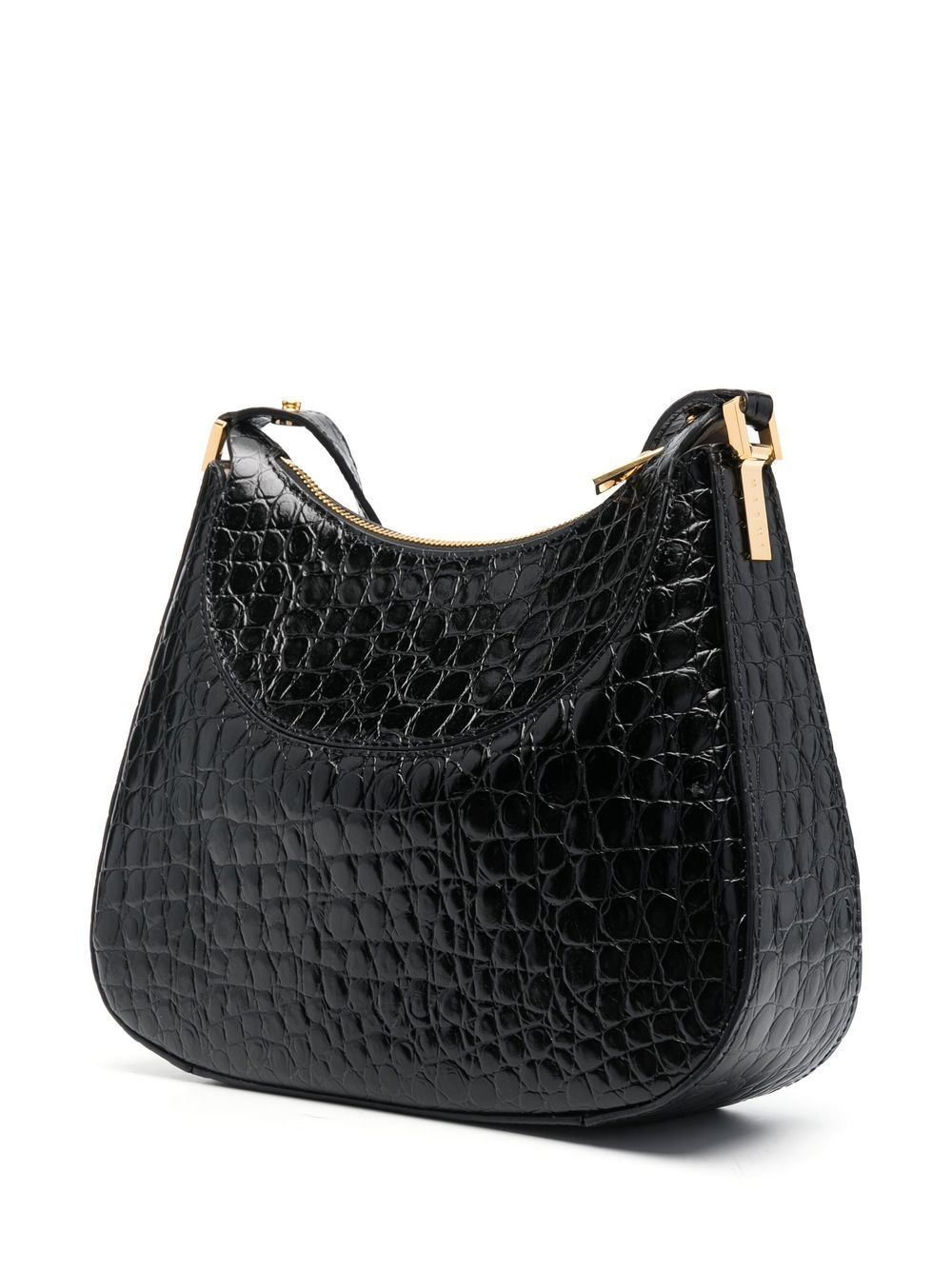 crocodile-embossed leather shoulder bag - 4