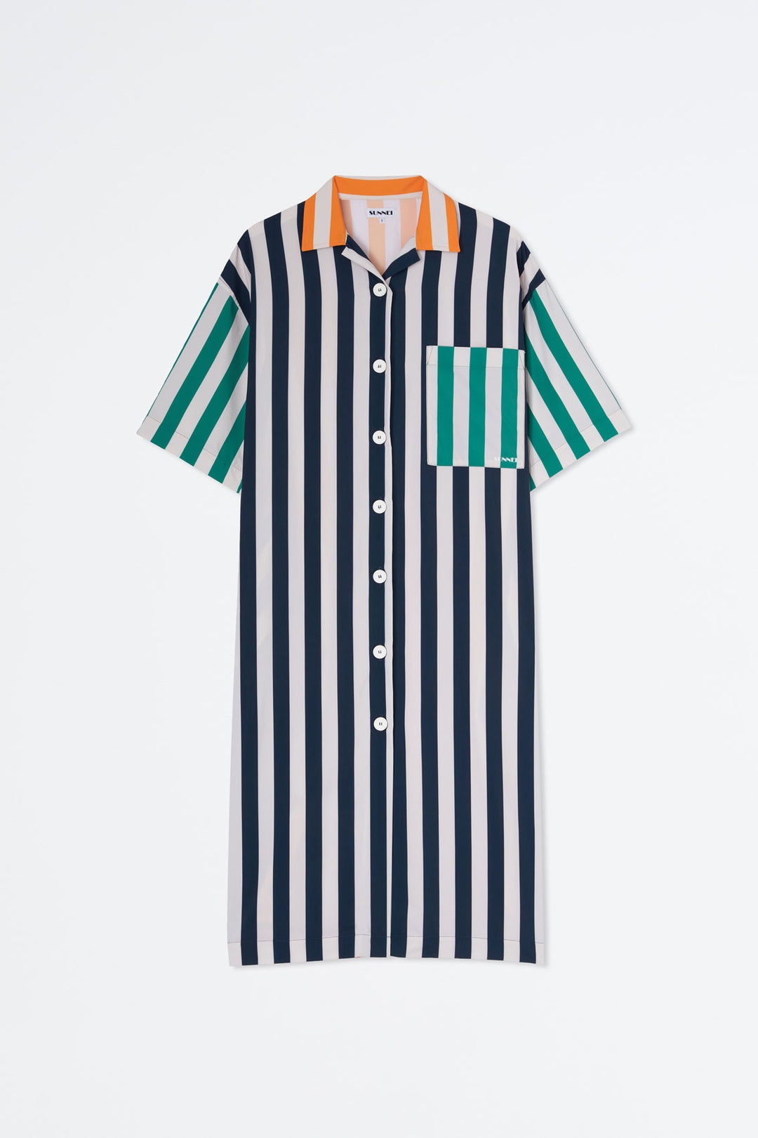 STRIPED NYLON SHIRT DRESS - 1