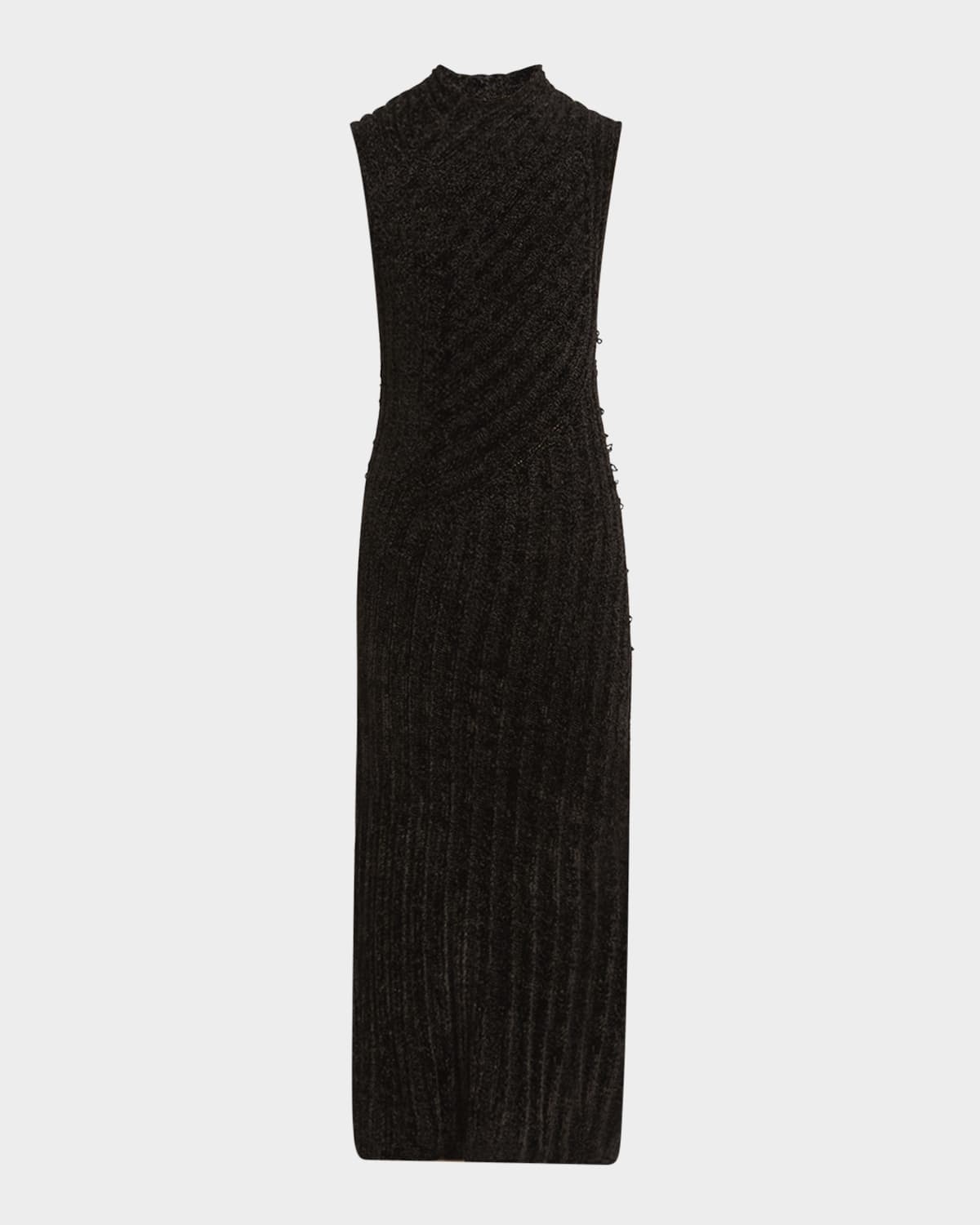 Ribbed Chenille Sleeveless Midi Dress - 1