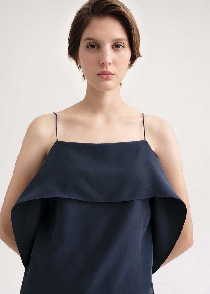 Draped silk cami navy - 5