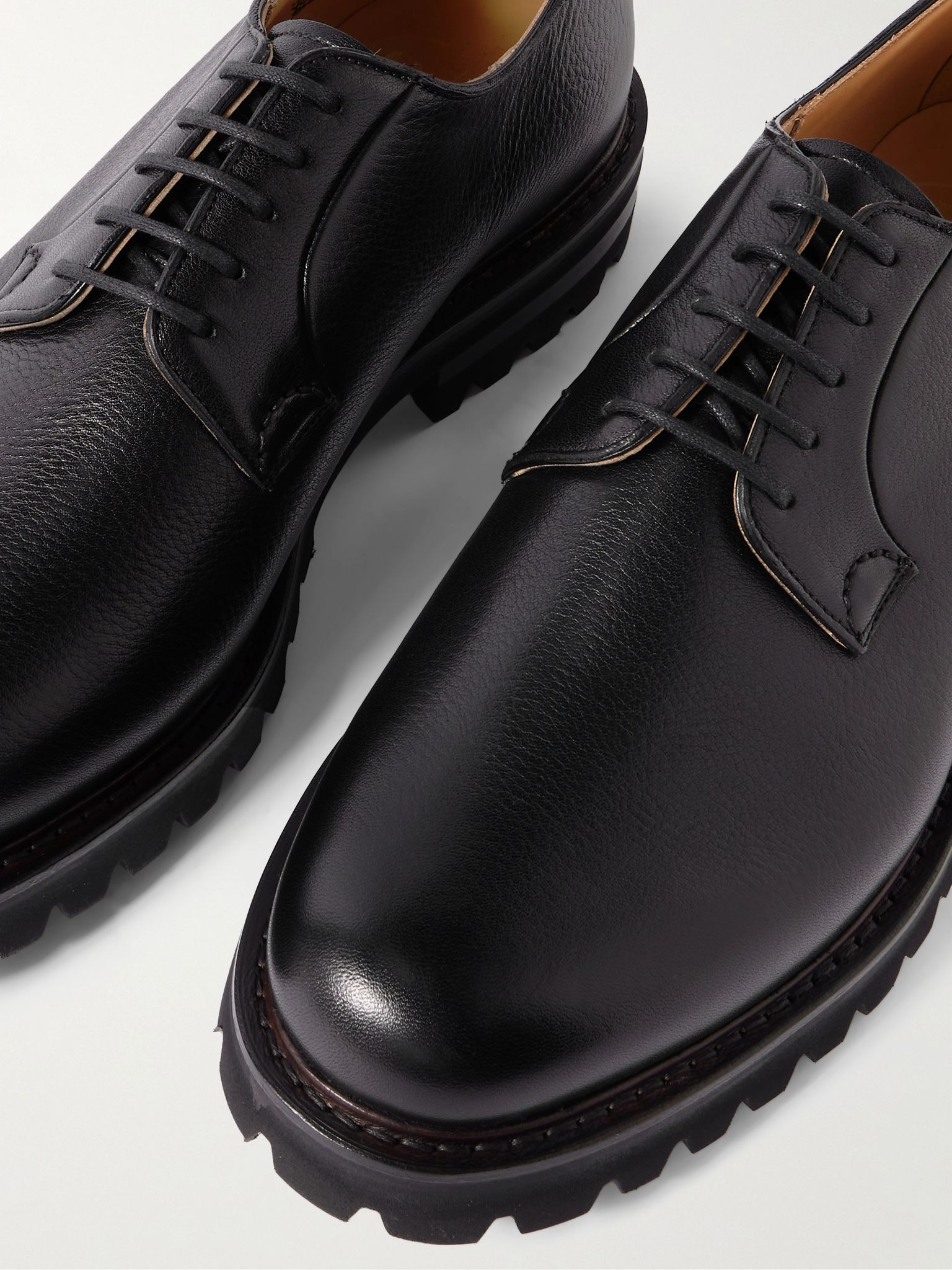 Shannon Full-Grain Leather Derby Shoes Black - 6