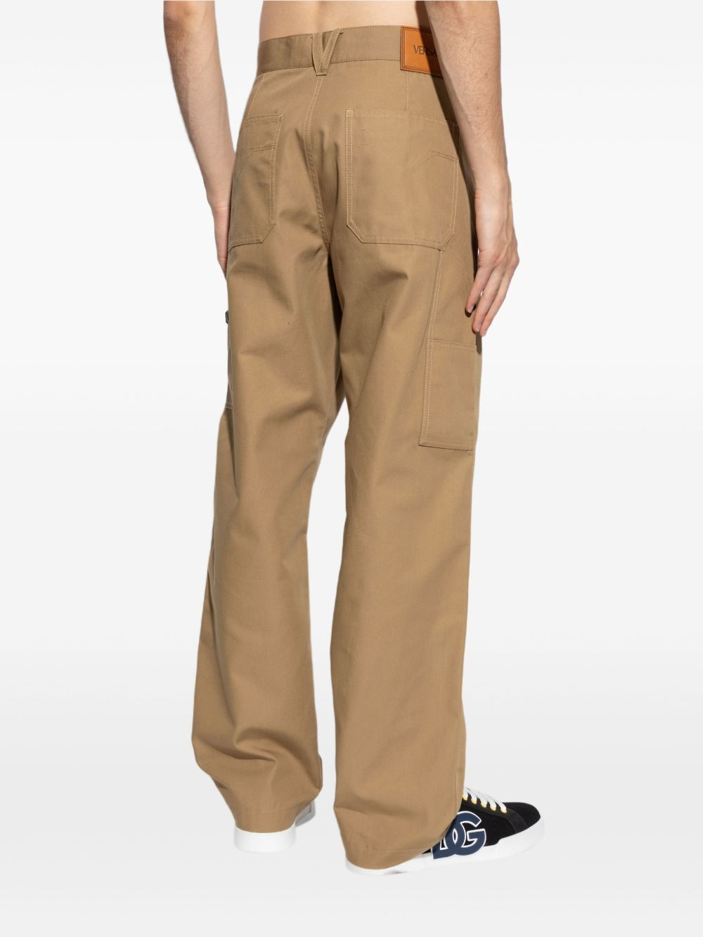 buckle-detail cotton trousers - 4