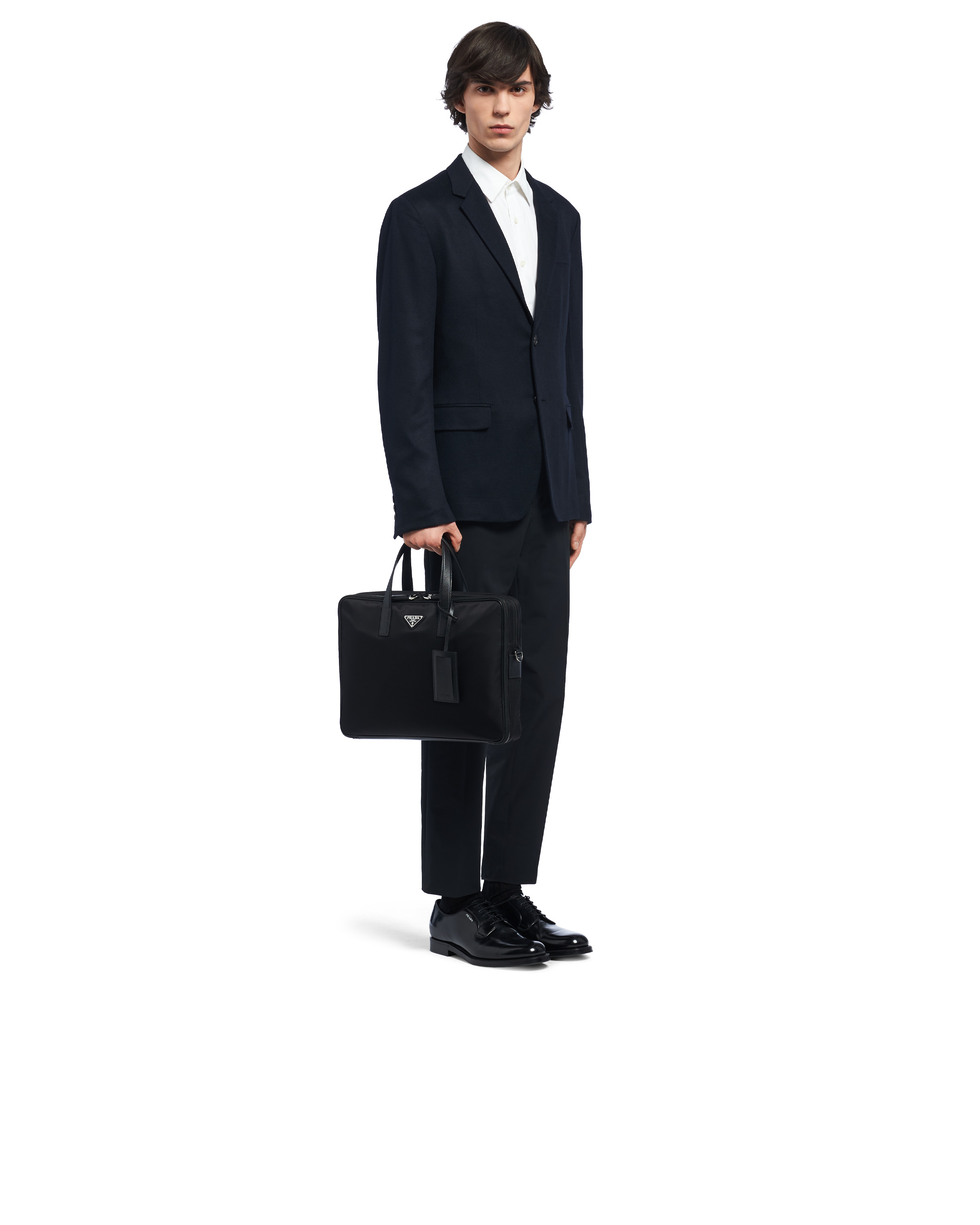 Re-Nylon and Saffiano leather briefcase - 7