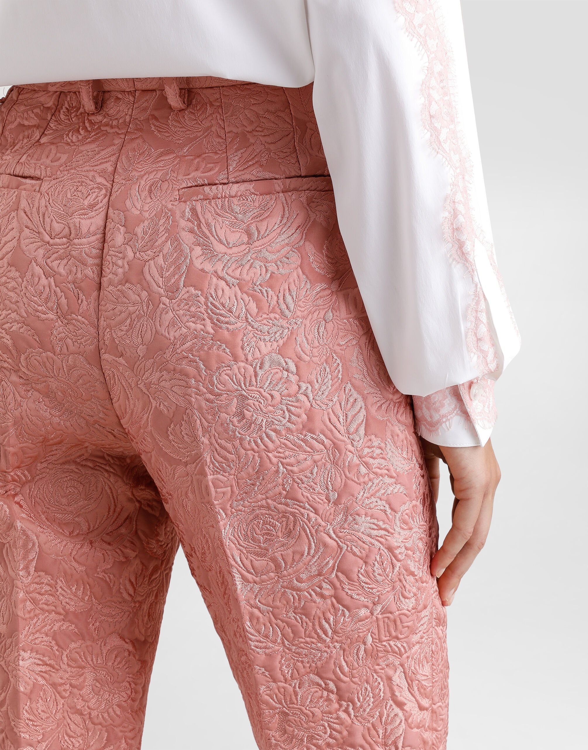 Tailored quilted floral jacquard pants - 5