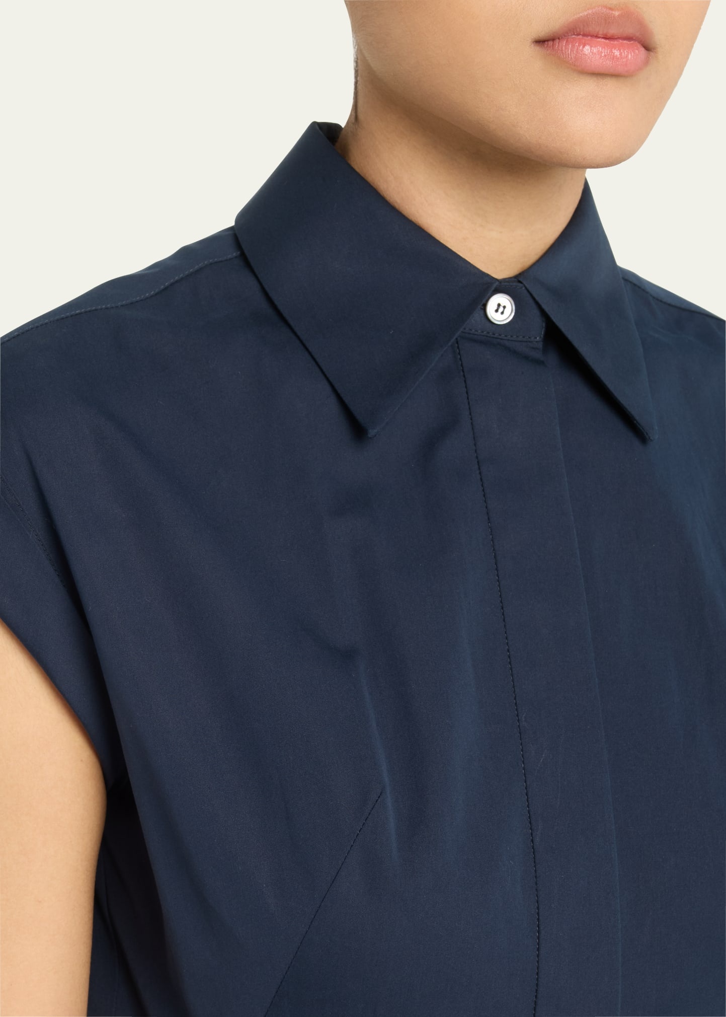 Cap-Sleeve Pleated Midi Shirtdress - 5