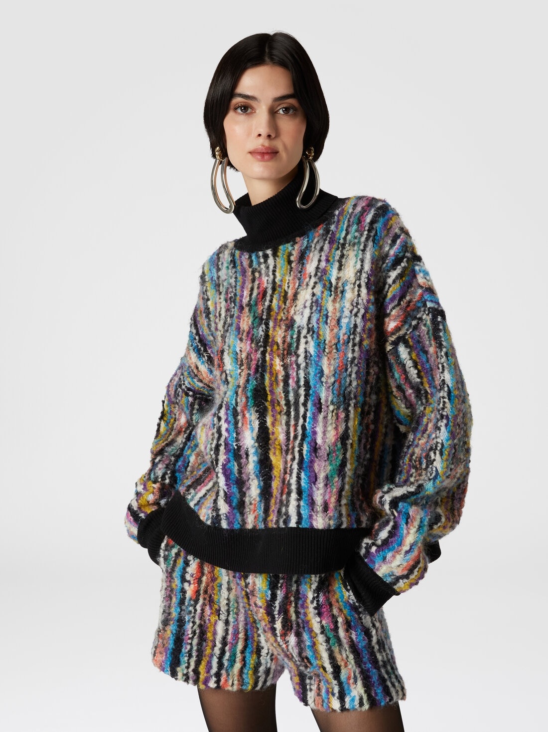 High-neck pullover in wool and bouclé mohair - 4
