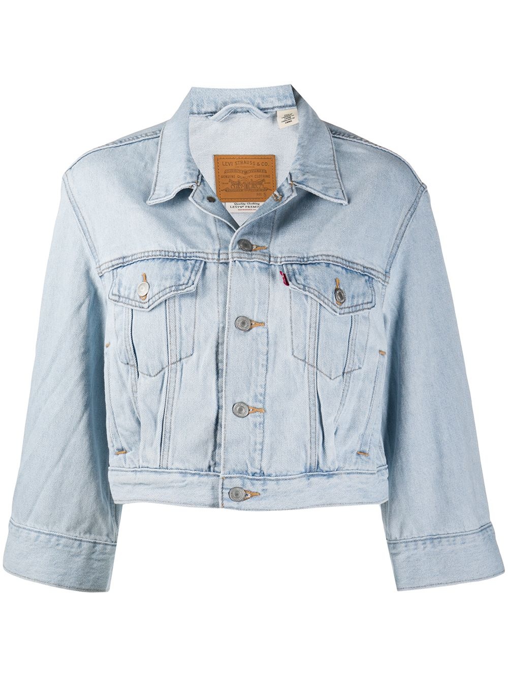 cropped button-up denim jacket - 1