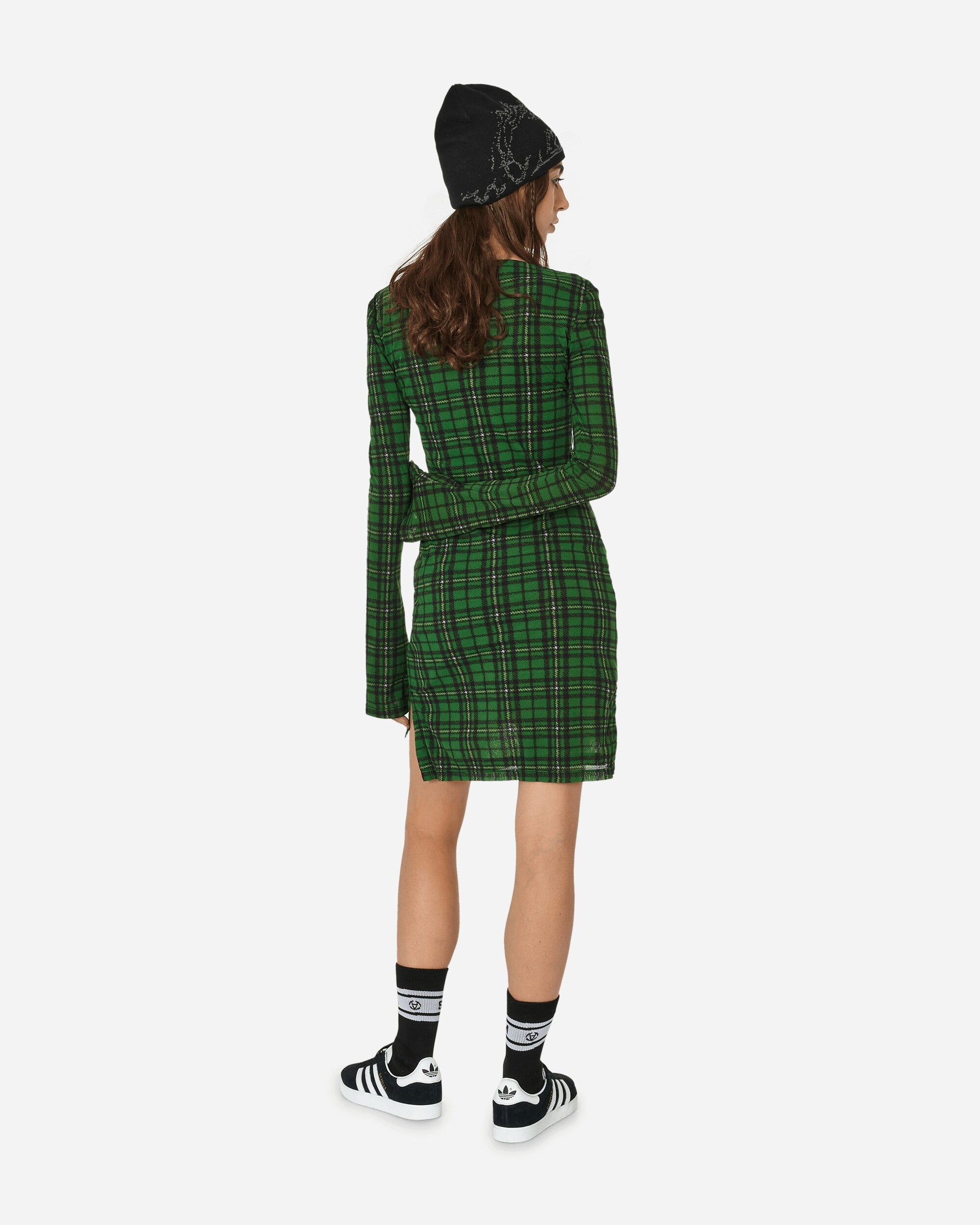 Tartan Long Sleeve Mini Dress Green - 3