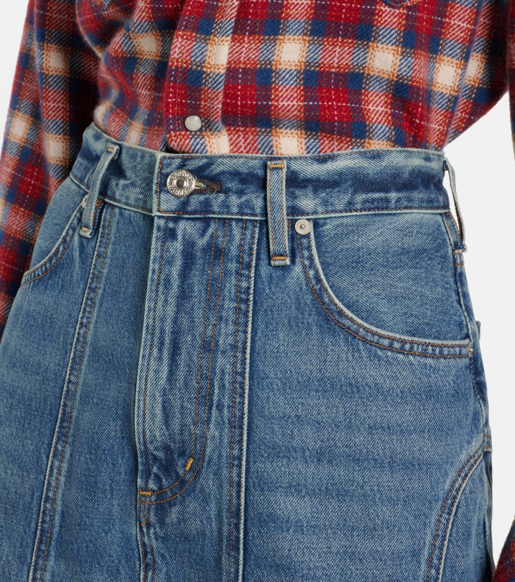 Gaucho Vintage denim maxi skirt - 5