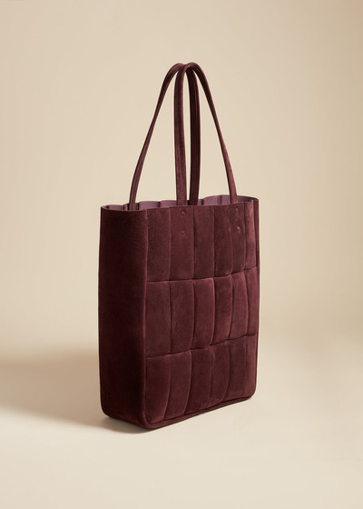 KHAITE The Zoe Tote in Rouge Noir Suede outlook