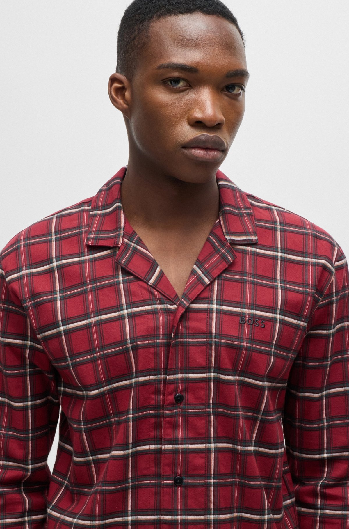 STRETCH-COTTON REGULAR-FIT PAJAMAS WITH FESTIVE CHECK - 4