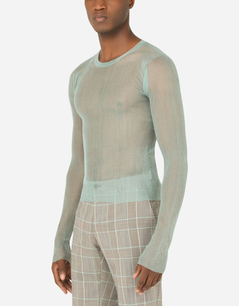 Ribbed technical yarn round-neck sweater 4