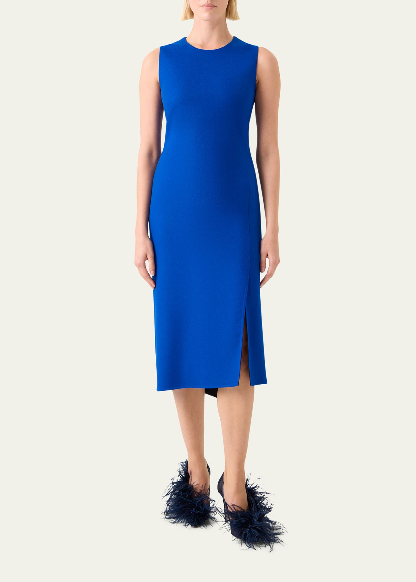 Trapezoid Panel Sleeveless Midi Dress - 2