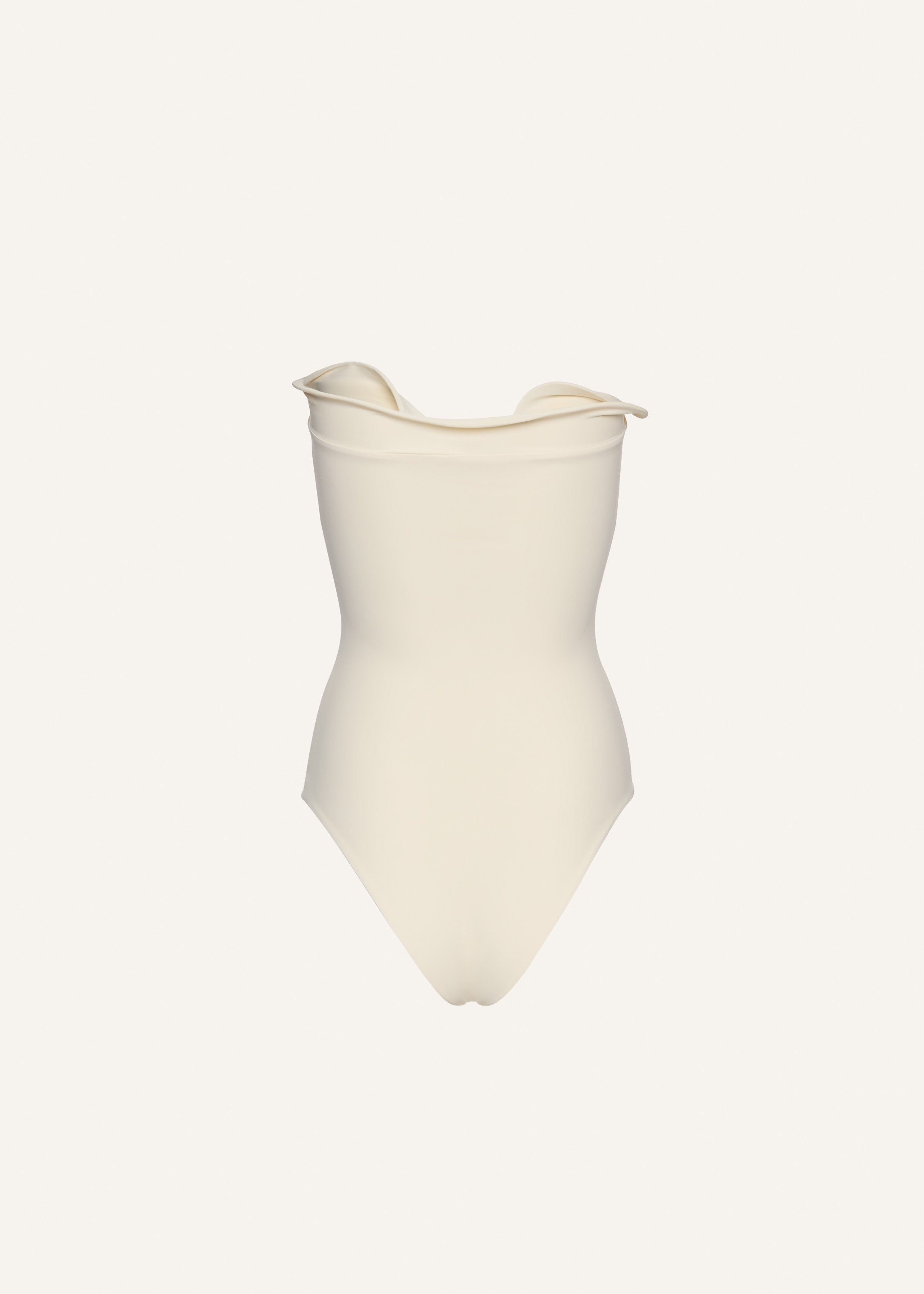 Sculptural rose bustier swimsuit in cream - 2
