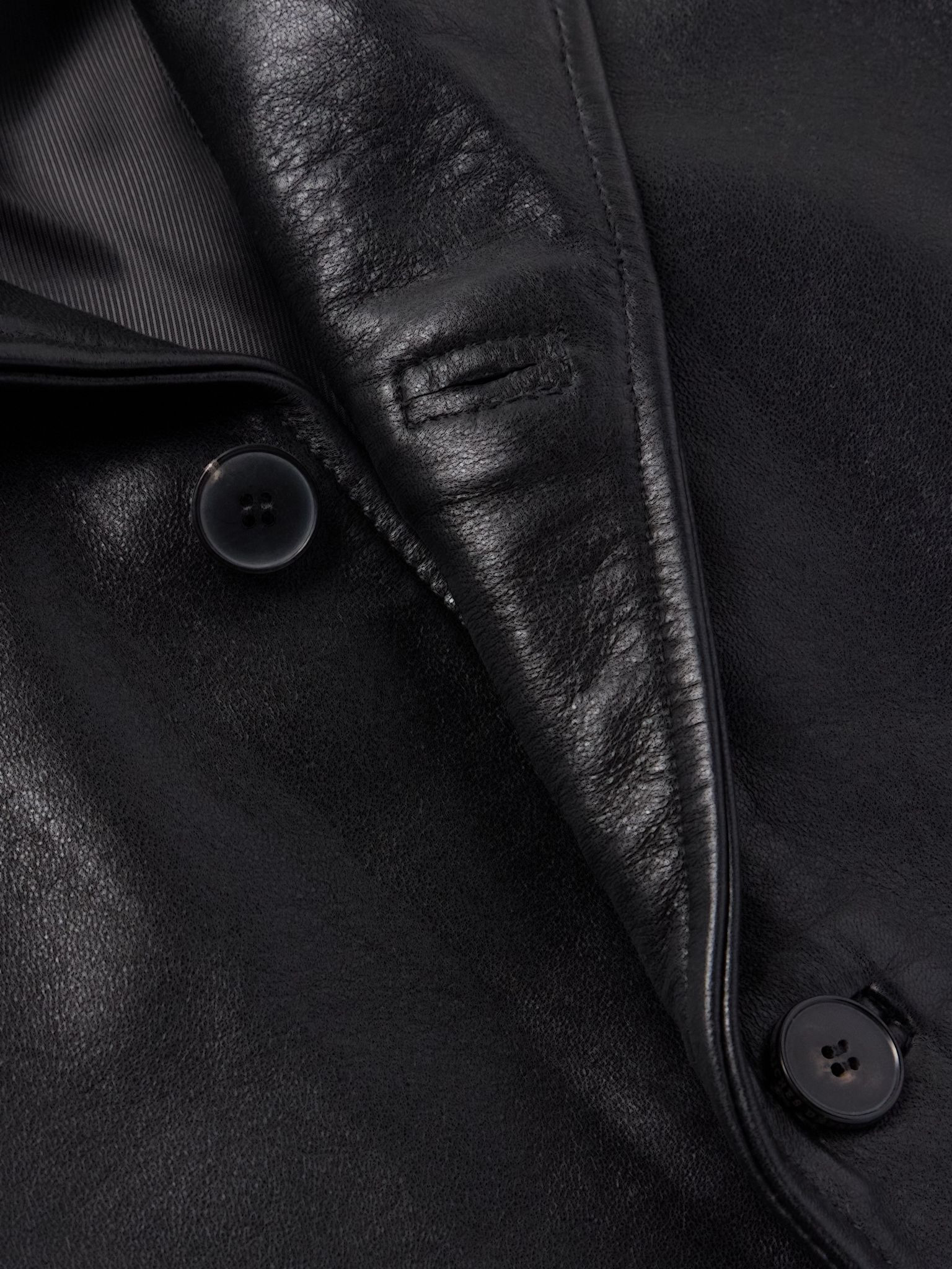 Sunday Drive Logo-Print Leather Blazer Black - 5