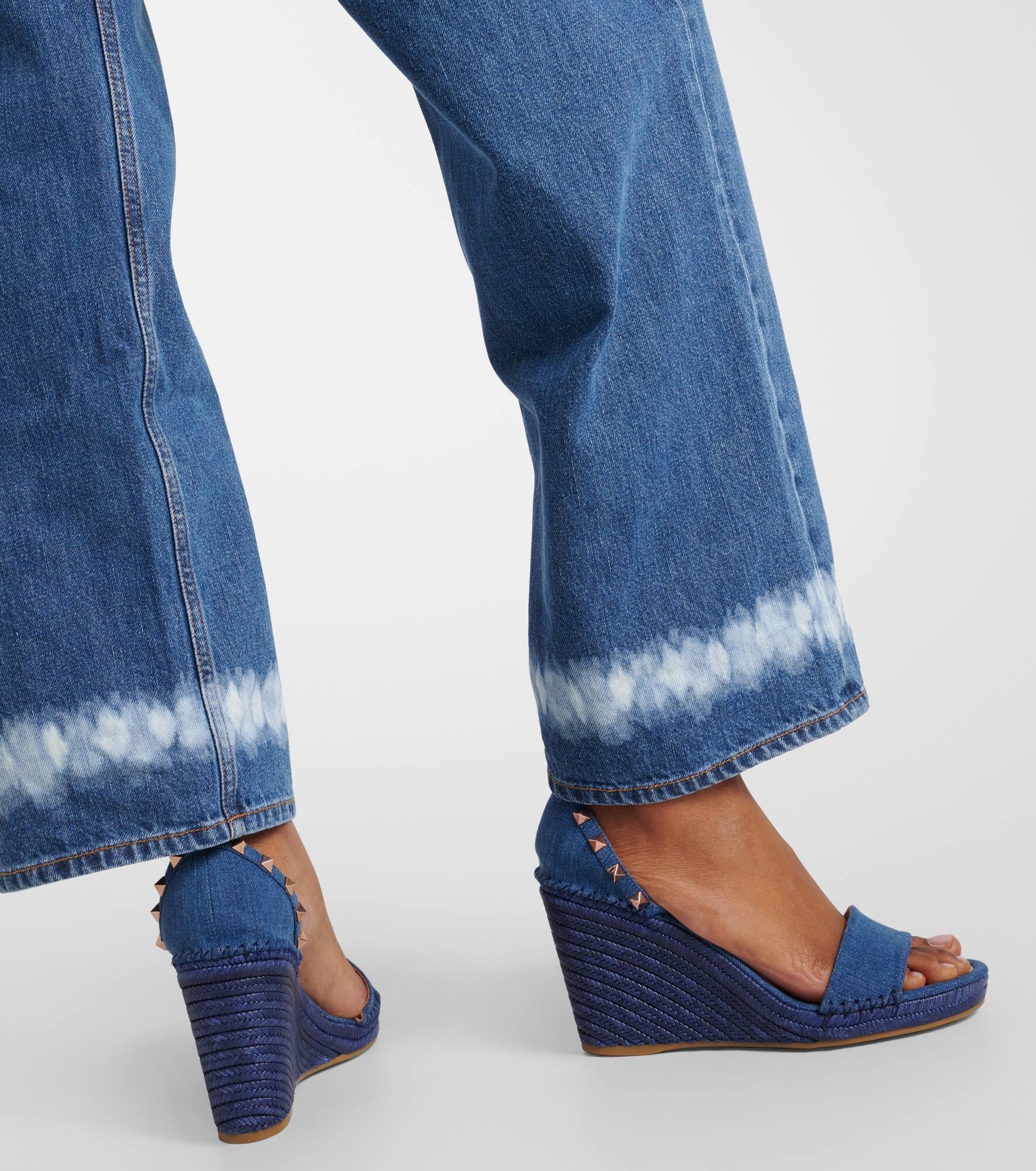 Rockstud 105 denim espadrille wedges - 7