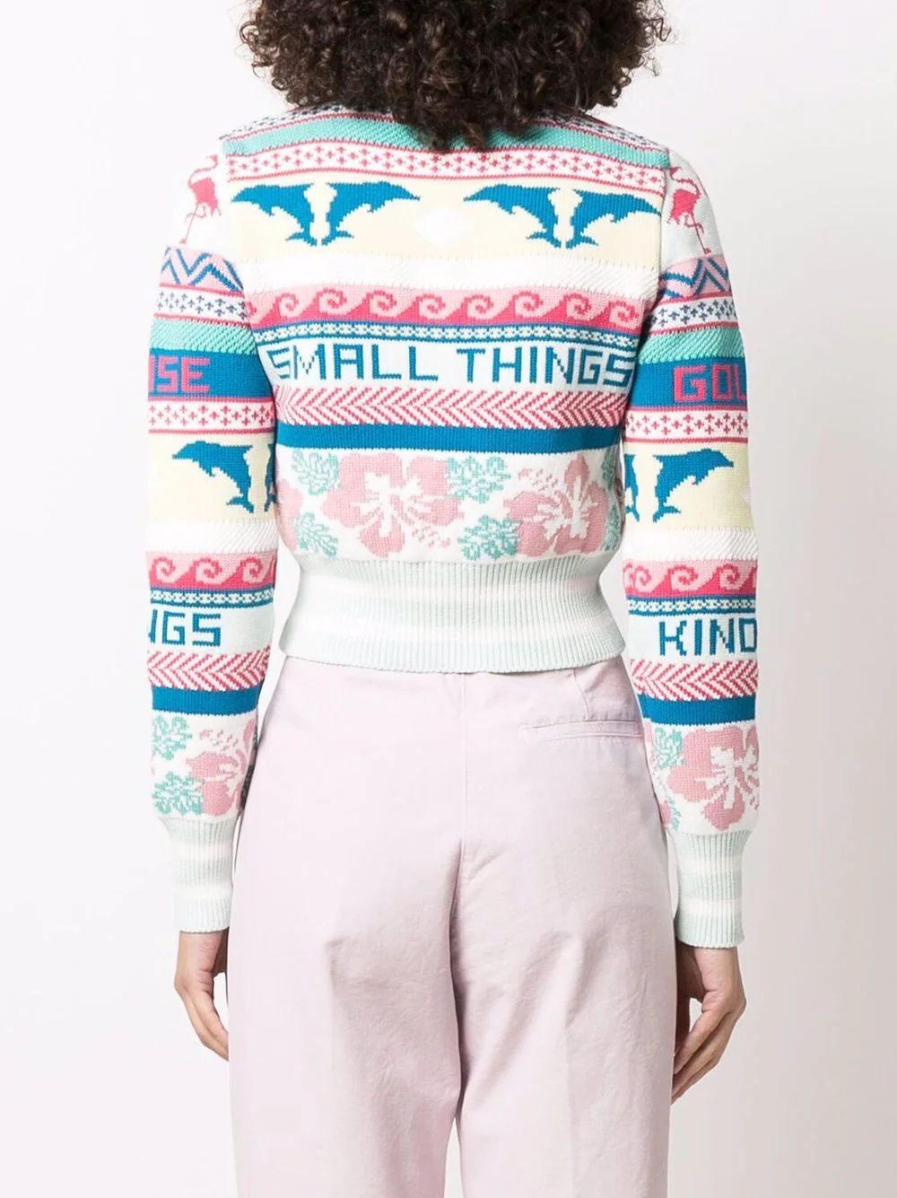 patterned knit cropped jumper - 4