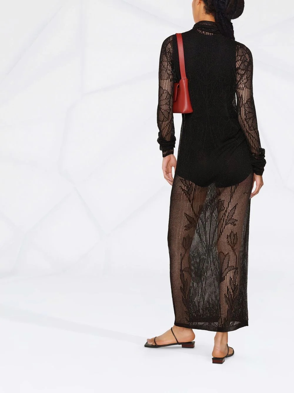 open-knit long-sleeve dress - 4