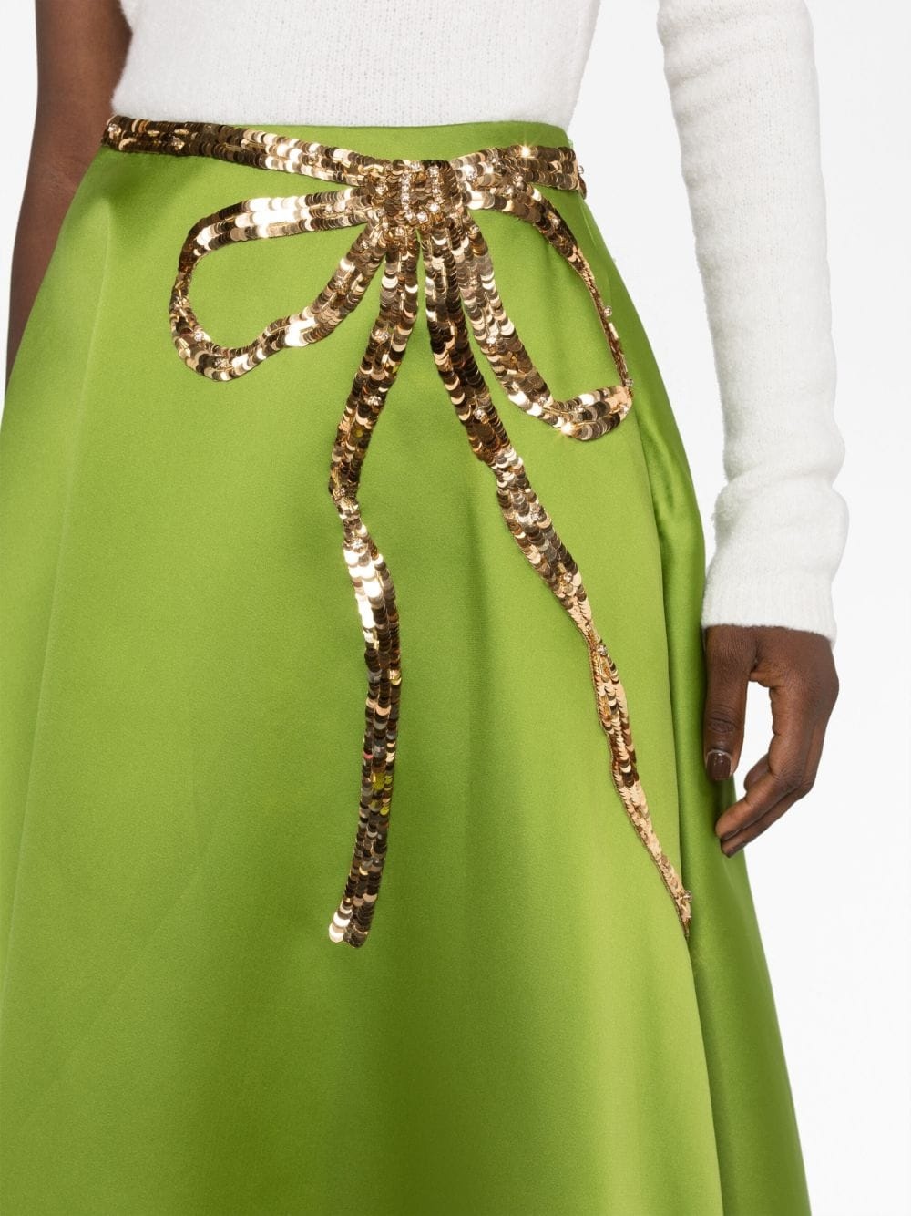 Valentino Garavani sequin bow-embellished satin midi skirt - Green