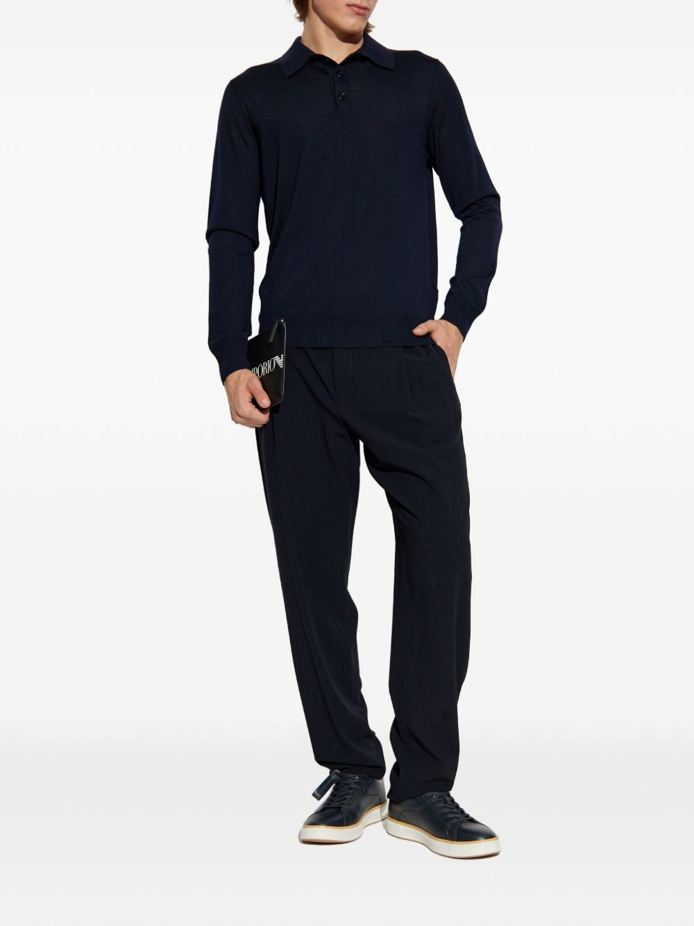 pleated wool straight-leg trousers - 2