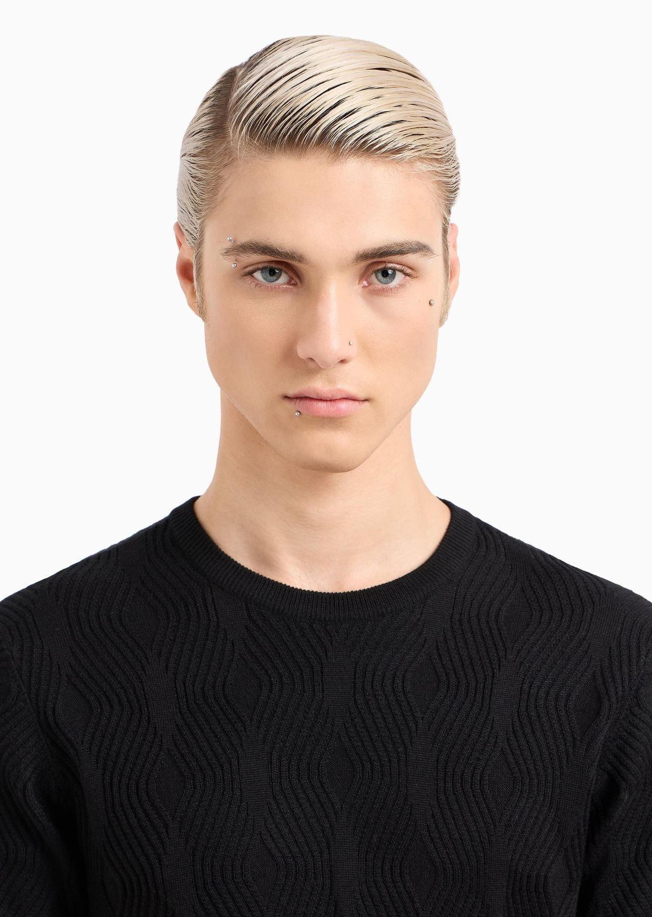 Embossed textured Lyocell-blend jumper with an op-art motif - 5